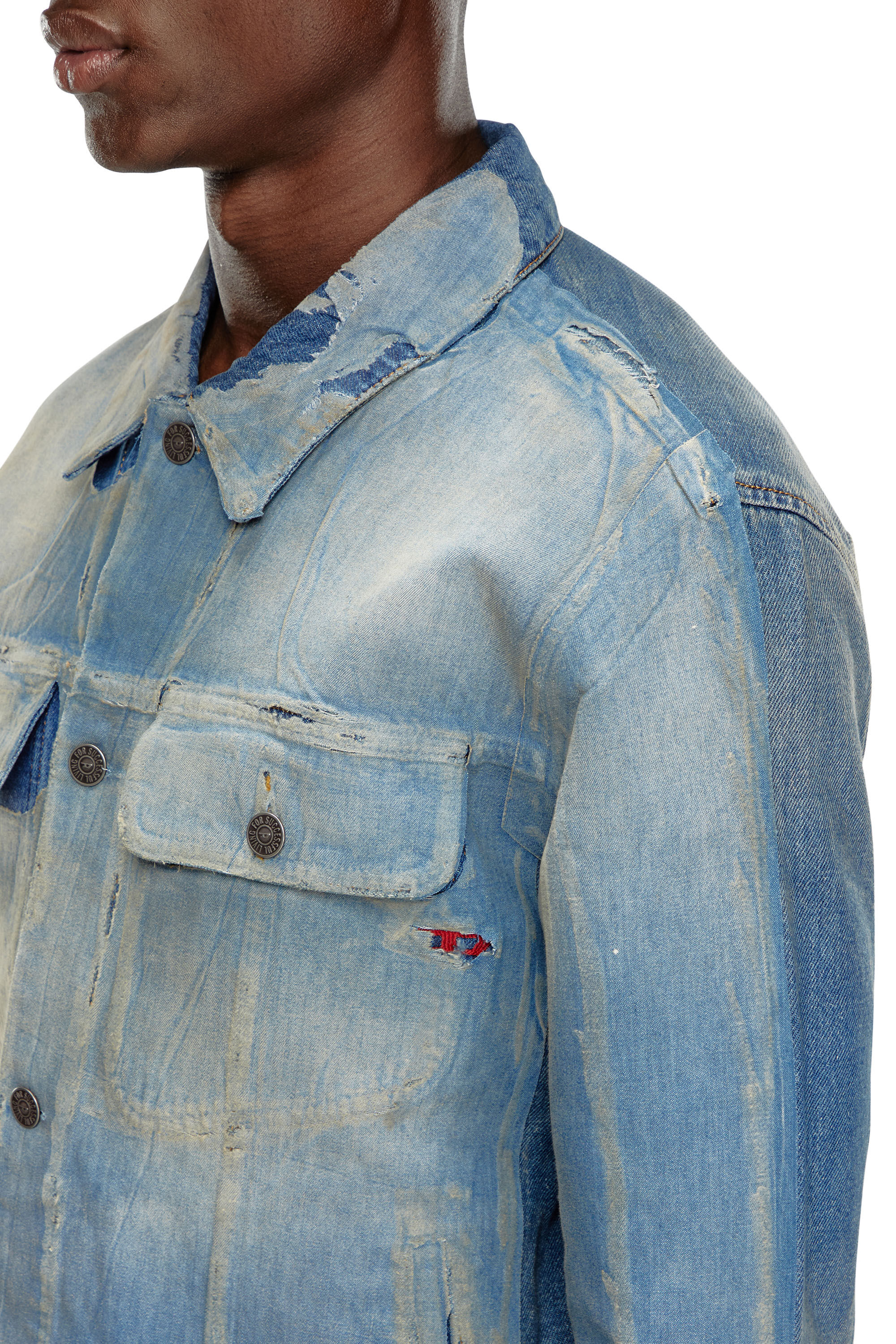 D-BARCY-S3 Trucker jacket in peel-off denim｜ブルー｜メンズ｜DIESEL