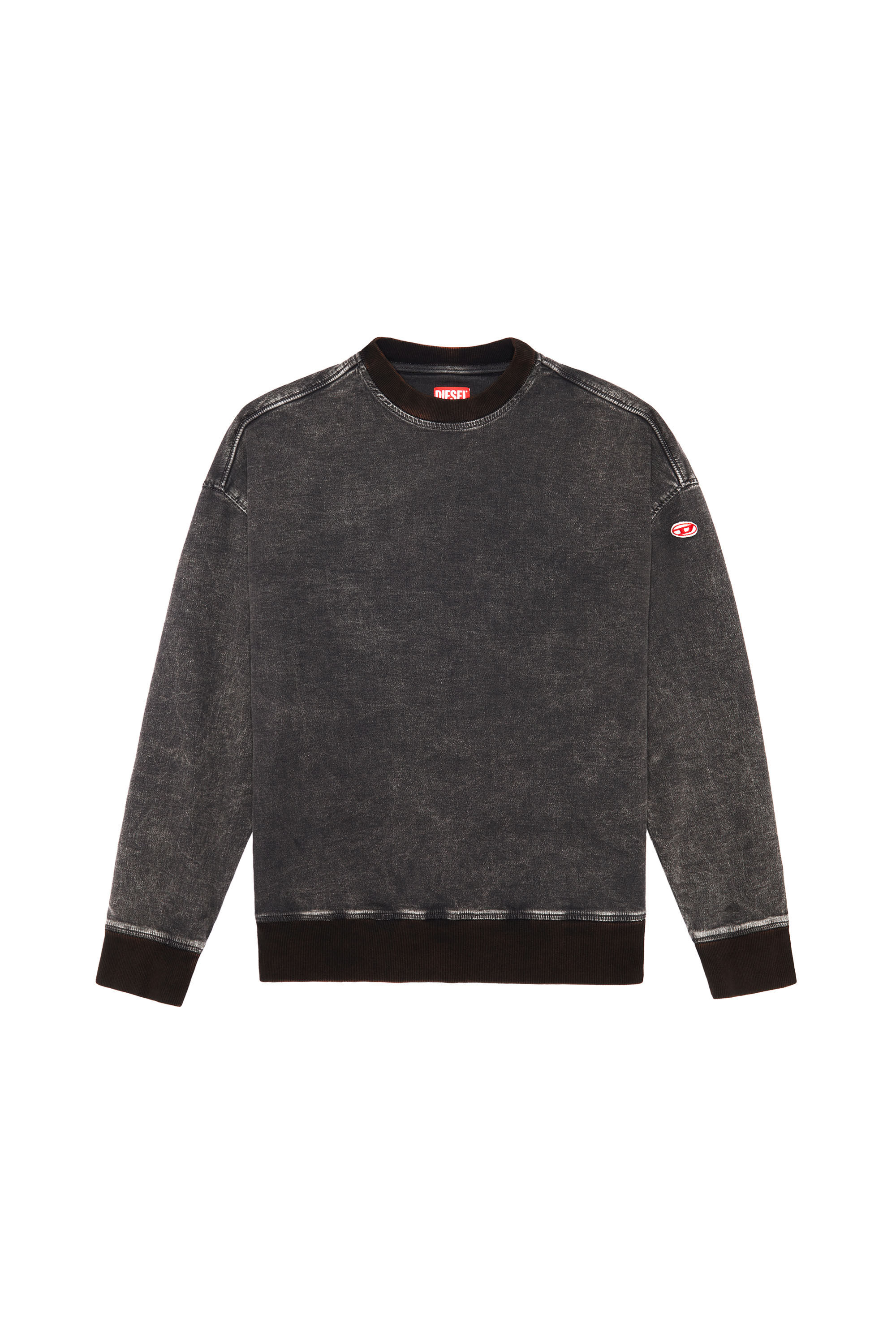 Diesel - D-KRIB TRACK DENIM SWEATSHIRT, Male's スウェット トップス in ブラック/ダークグレー - 2