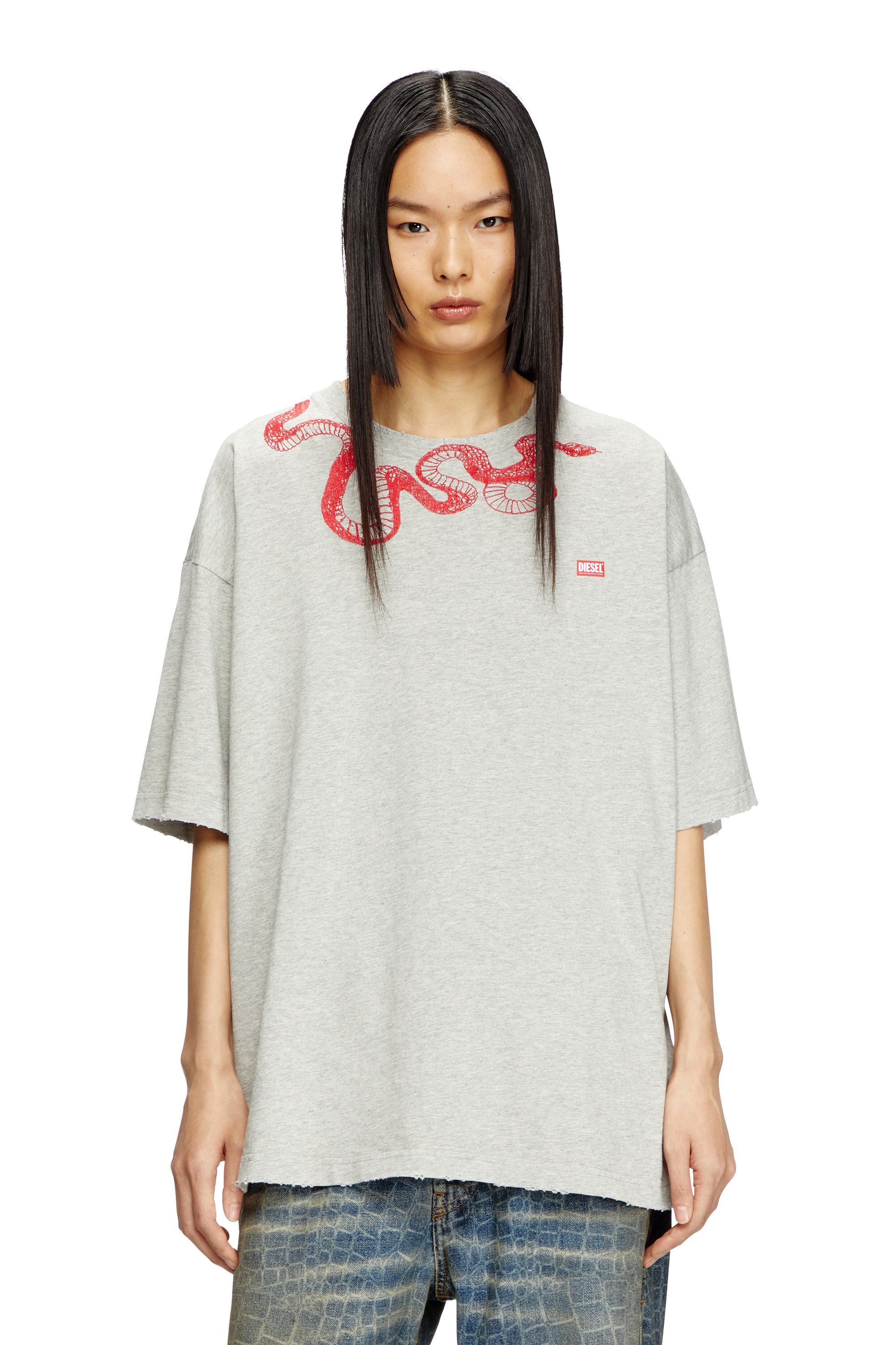 Diesel - CL-T-BOXT-MEL-SNAKE, Unisex's T-shirt with snake embroidery in グレー - 5
