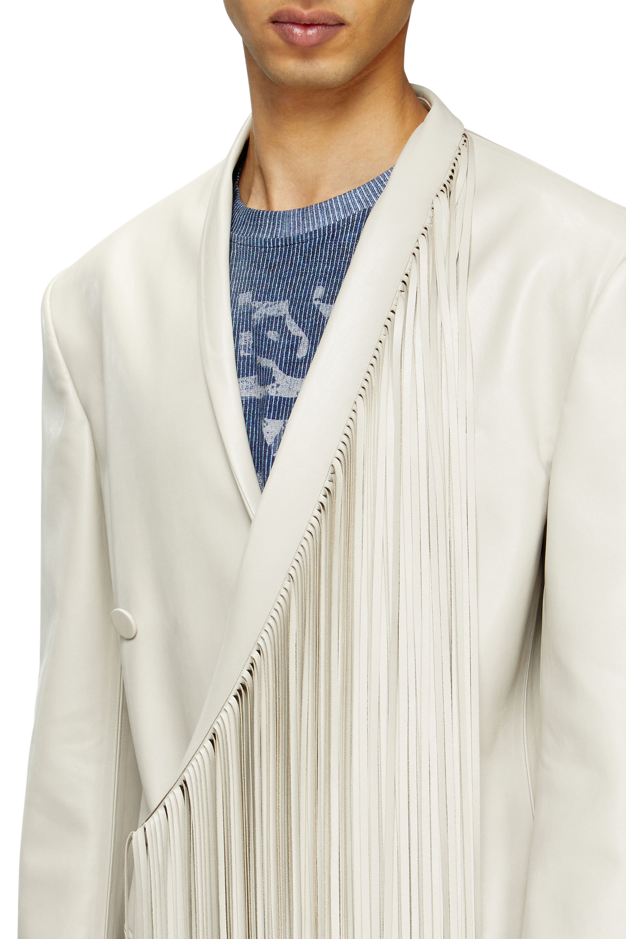 Diesel - J-ELDAR-A, Male's Long coat with shredded scarf fringing in ライトグレー - 4