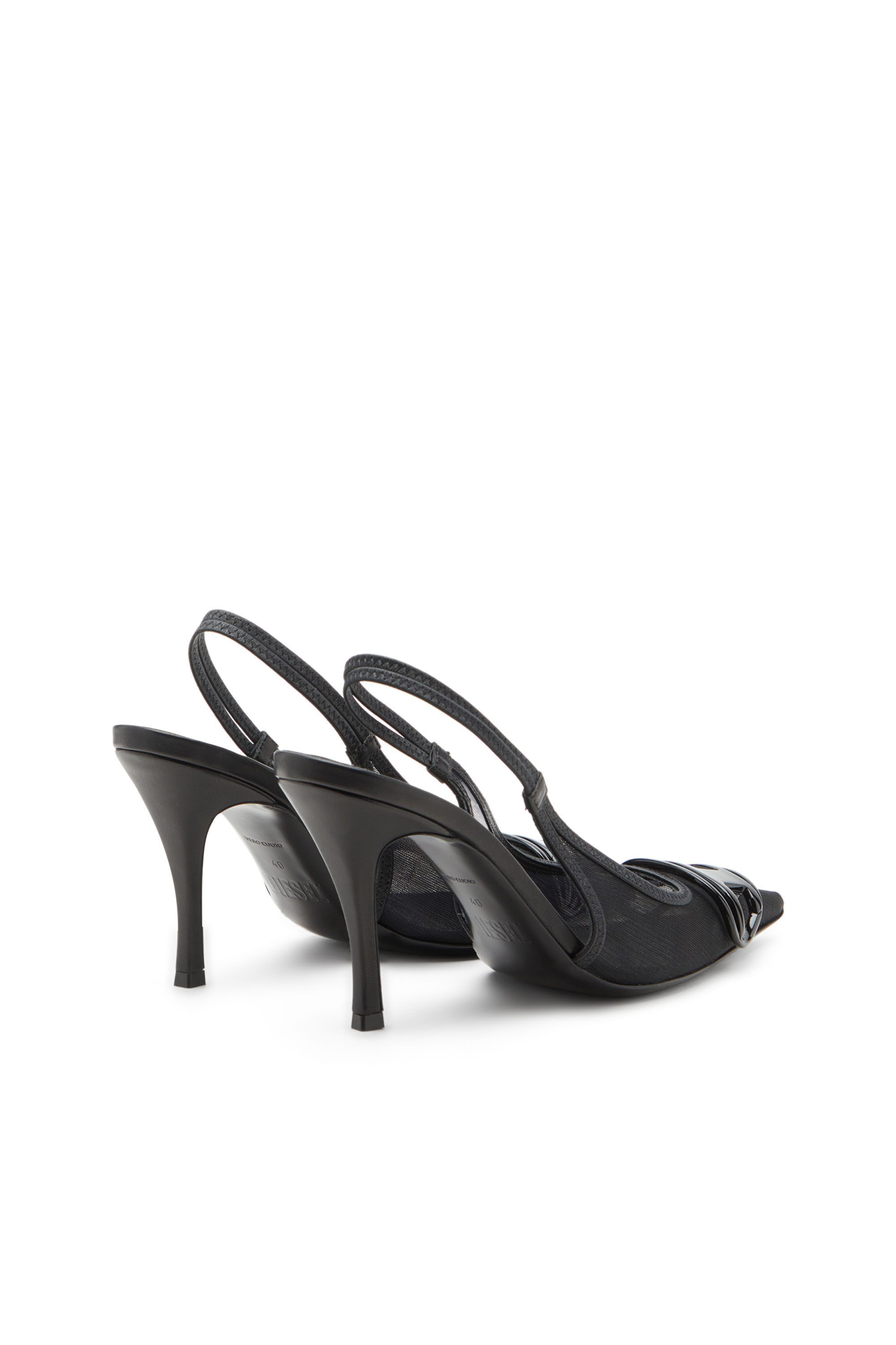 Diesel - D-VENUS SB, Female's D-Venus-Slingback pumps in leather-trimmed mesh in ブラック - 3