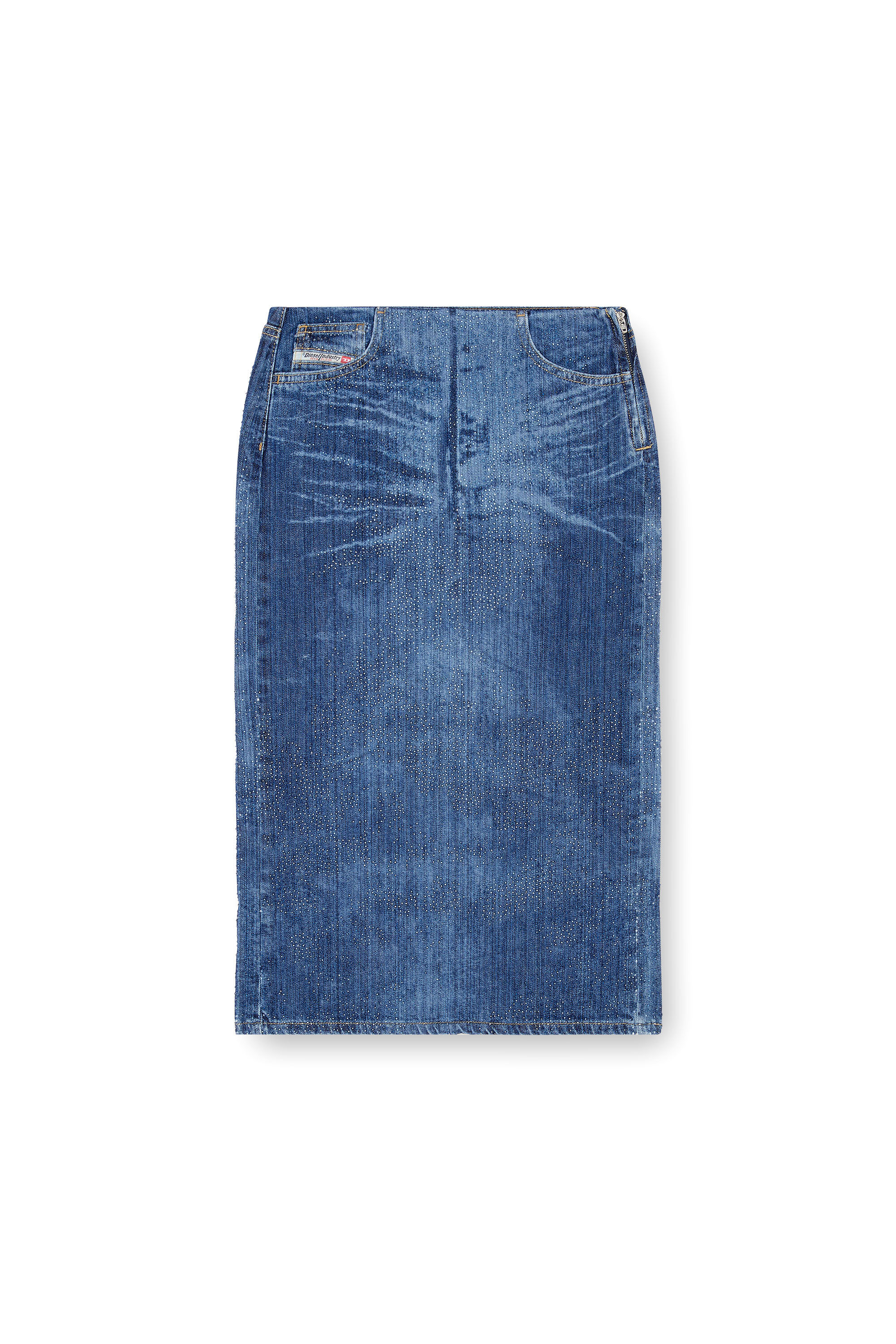 Diesel - DE-PRA-S3, Female's Pencil skirt in rhinestone denim in ダークブルー - 2