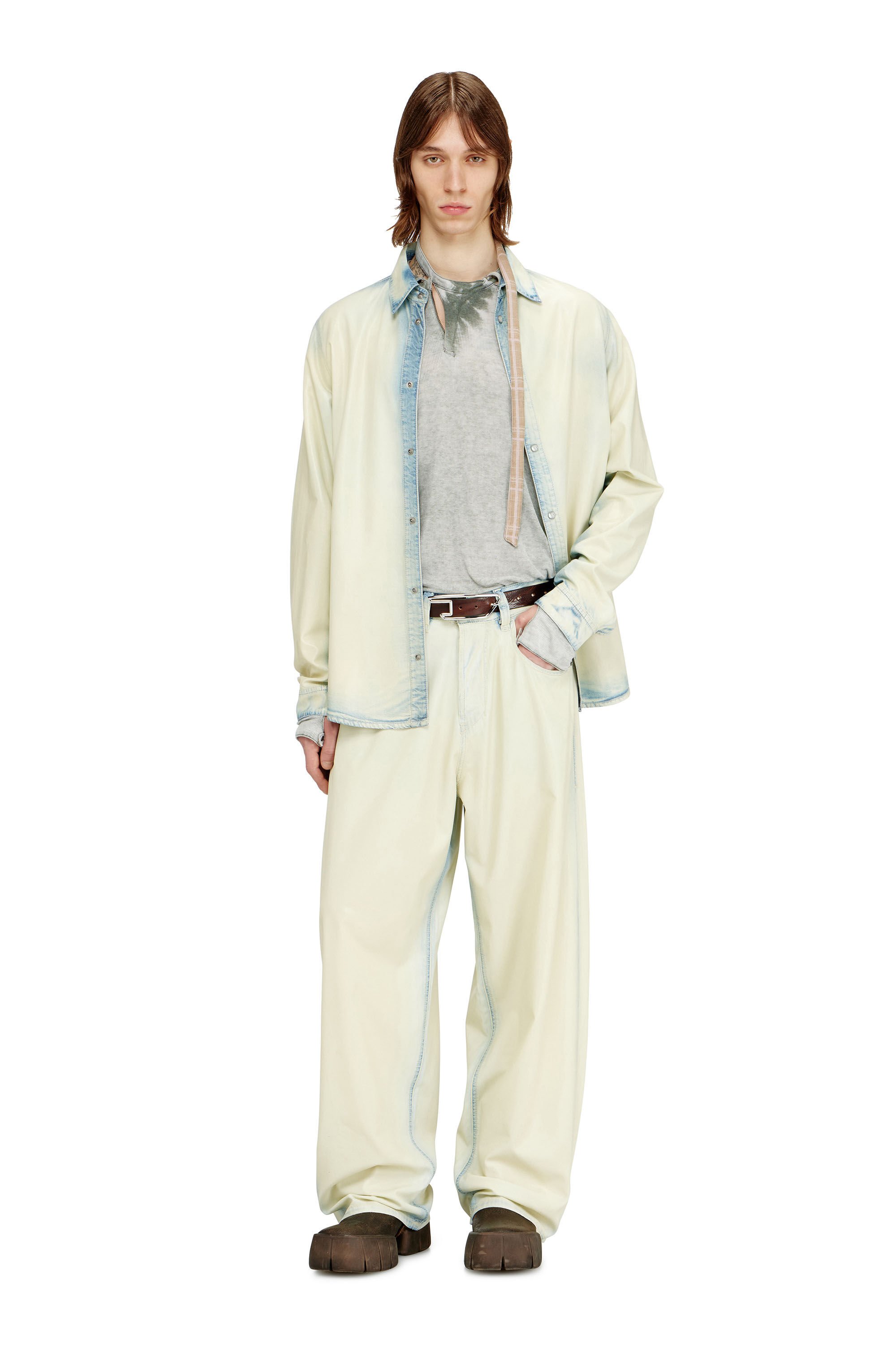 Diesel - B-D LINE 30, Unisex's 3cm waxed-leather belt with D-logo buckle in ブラウン - 4