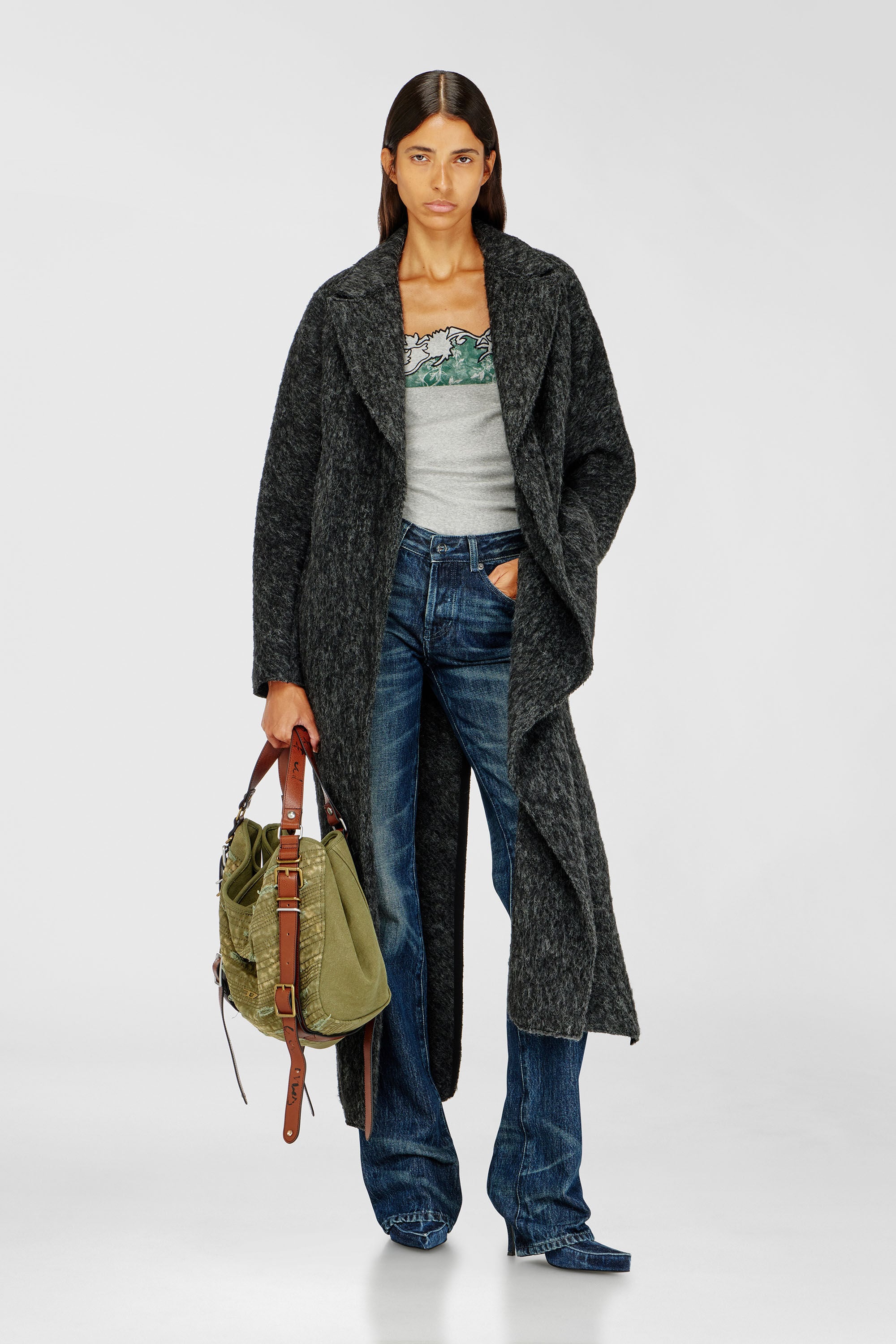 Diesel - W-SAYTA, Female's Long coat in wool and alpaca blend in null - 1