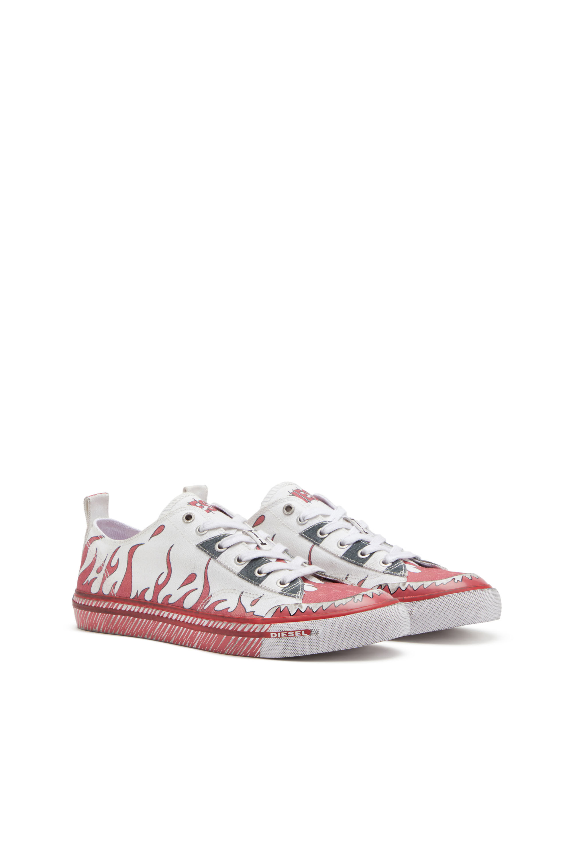 Diesel - S-ATHOS LOW, Male's プリントキャンバス ローカットスニーカー - S-Athos Low in ホワイト/レッド/ブルー - 2