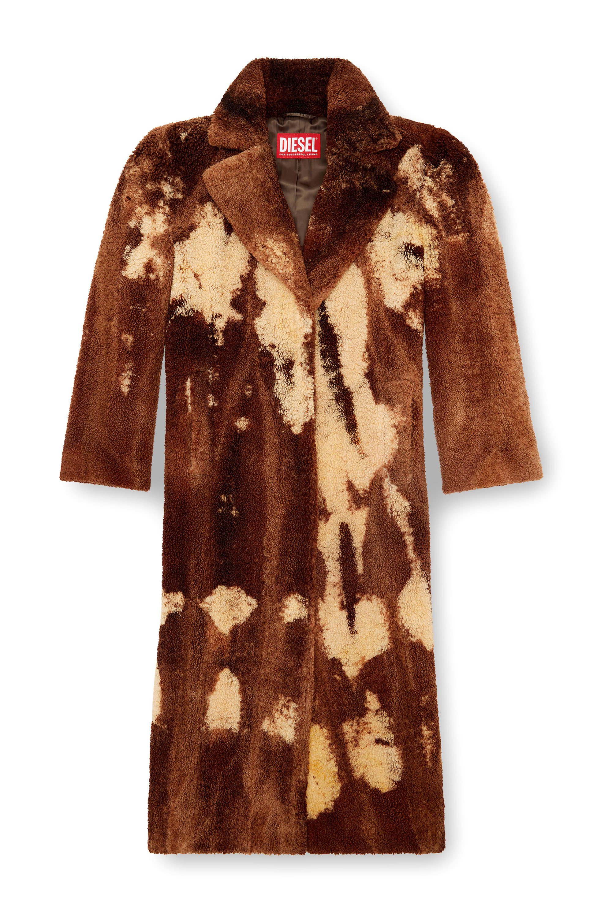 W-ILLOW Long coat in treated teddy fleece｜ブラウン