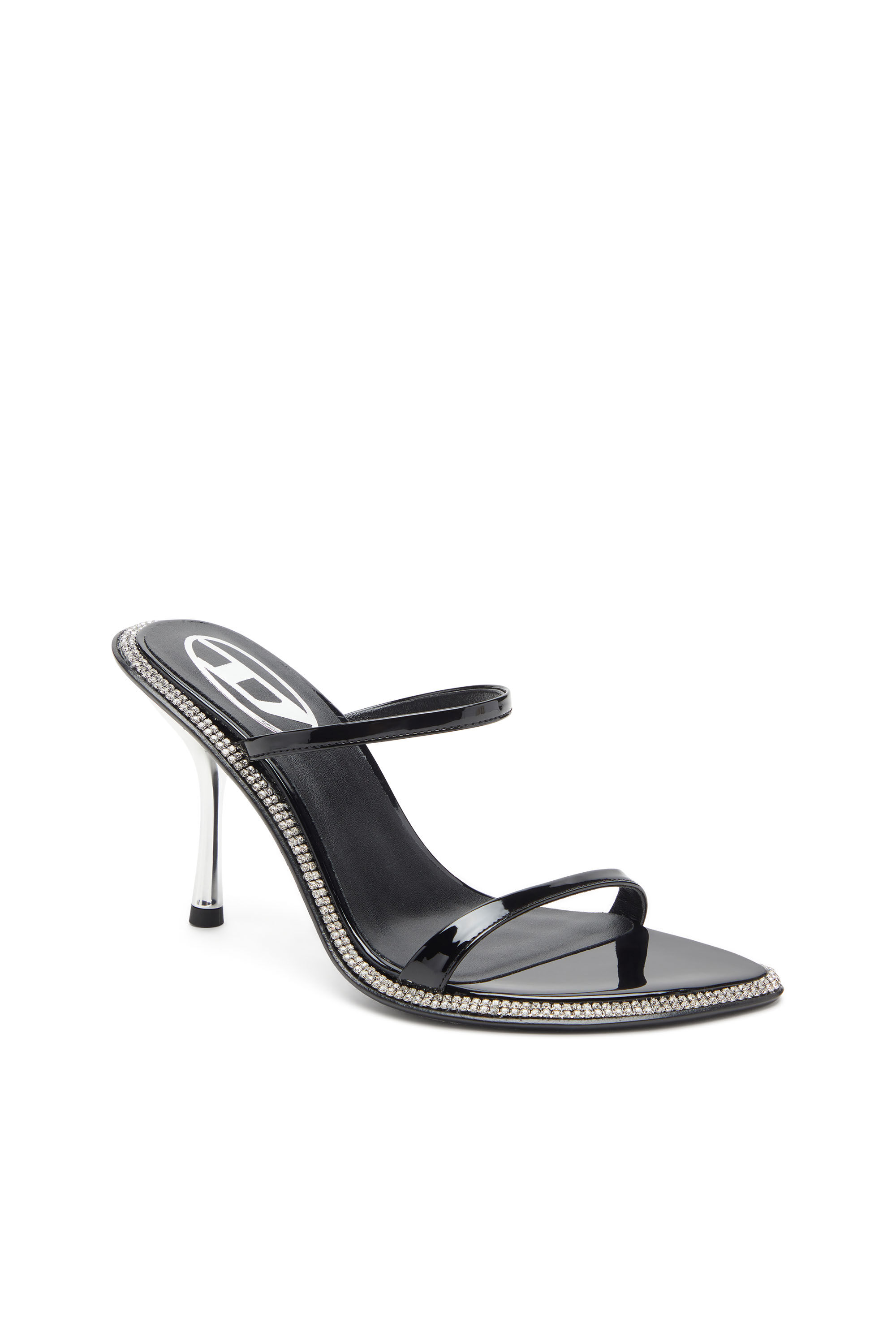 Diesel - D-HAVANNA SDL, Female's D-Havanna-Strappy patent mules with crystals in ブラック - 7