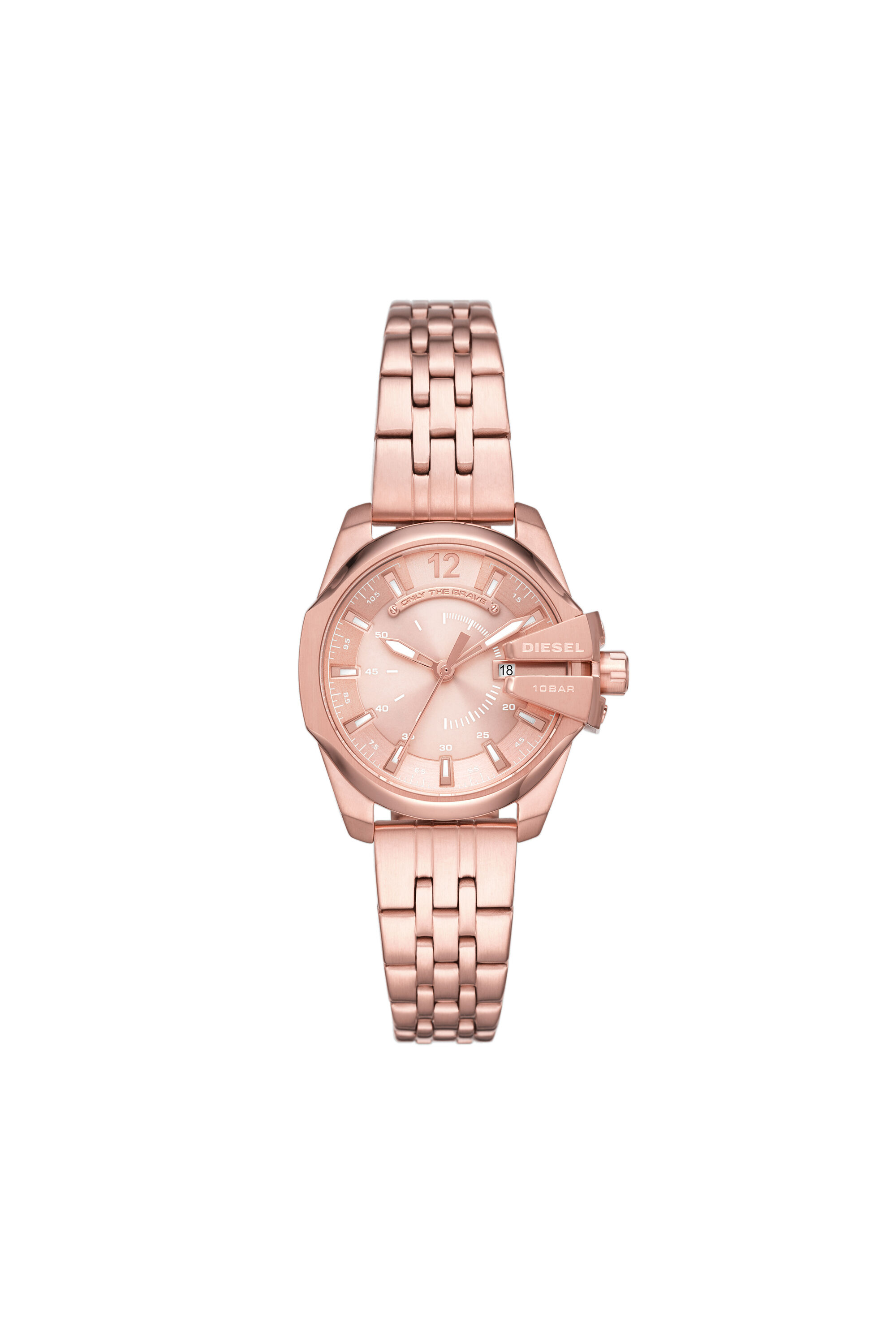 Diesel - DZ5602, Female's Baby Chief three-hand date rose gold-tone stainless steel watch in ピンク / ホワイト - 1