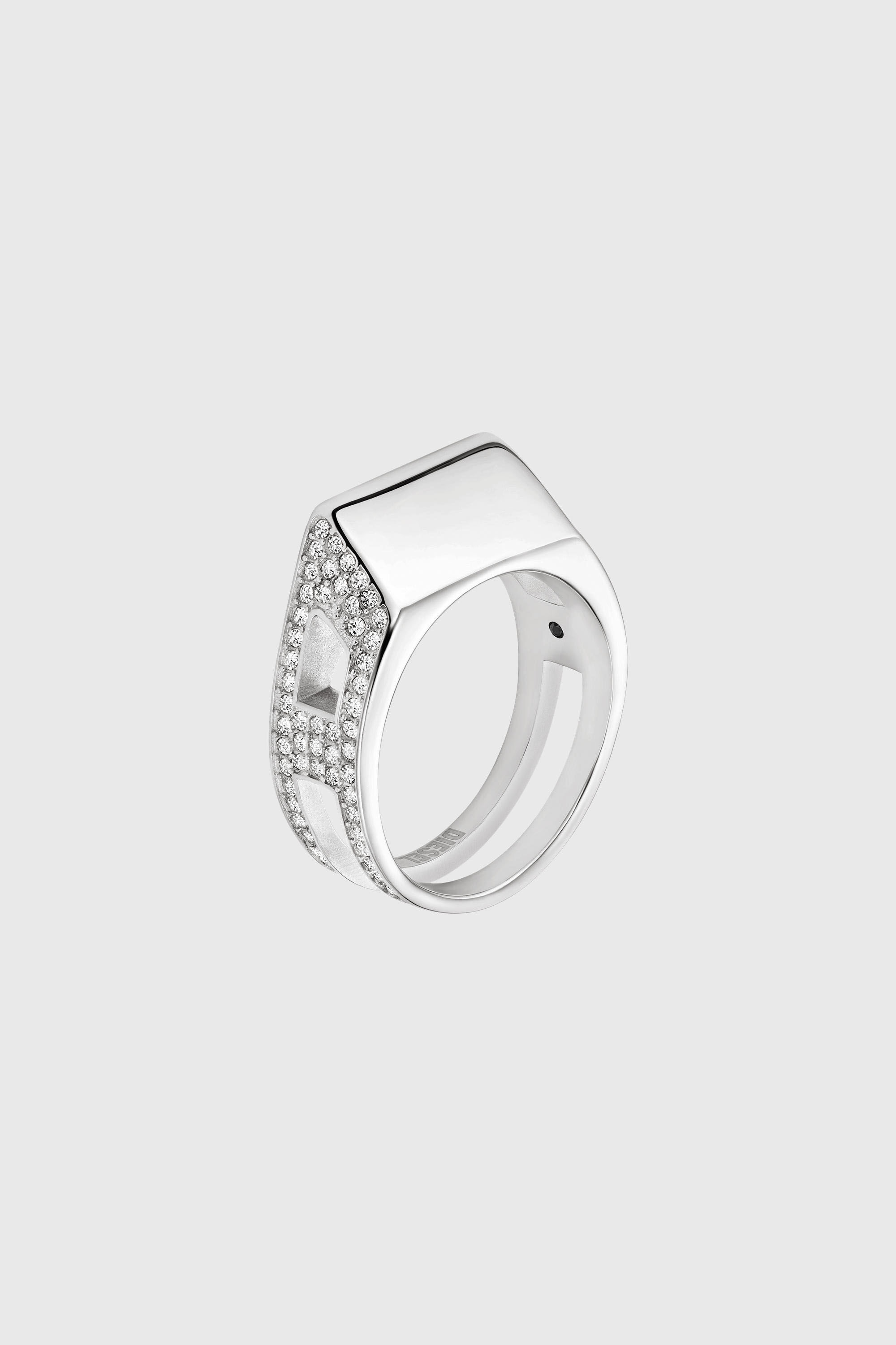 Diesel - DX1740040, Unisex's Stainless steel pave band ring in シルバー - 1
