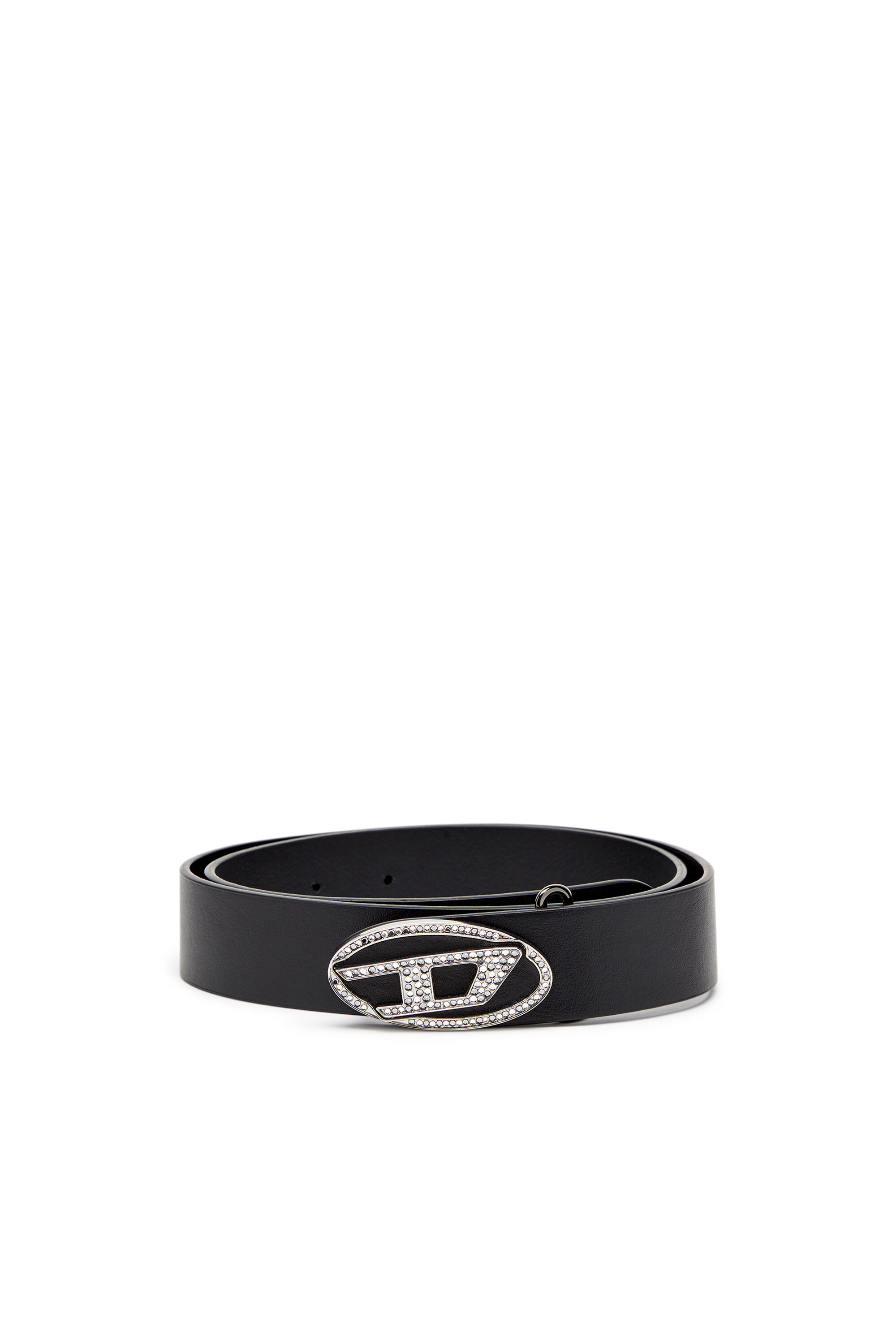 B-1DR-LAYER STRASS Leather belt with crystal buckle