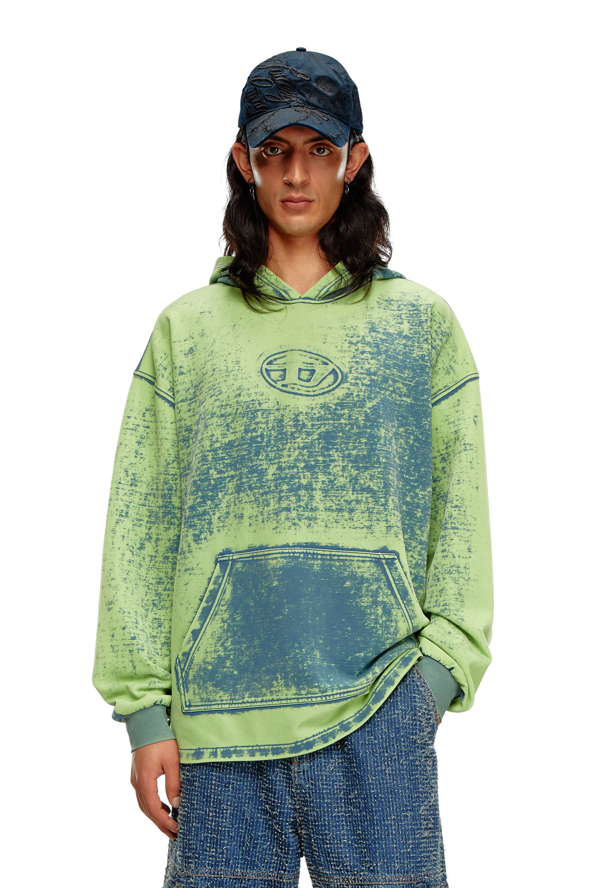 入荷通知 アプリ おすすめ S-BAXT-HOOD-Q1 Burnout D｜マルチ Oval embossed with hoodie トップス
