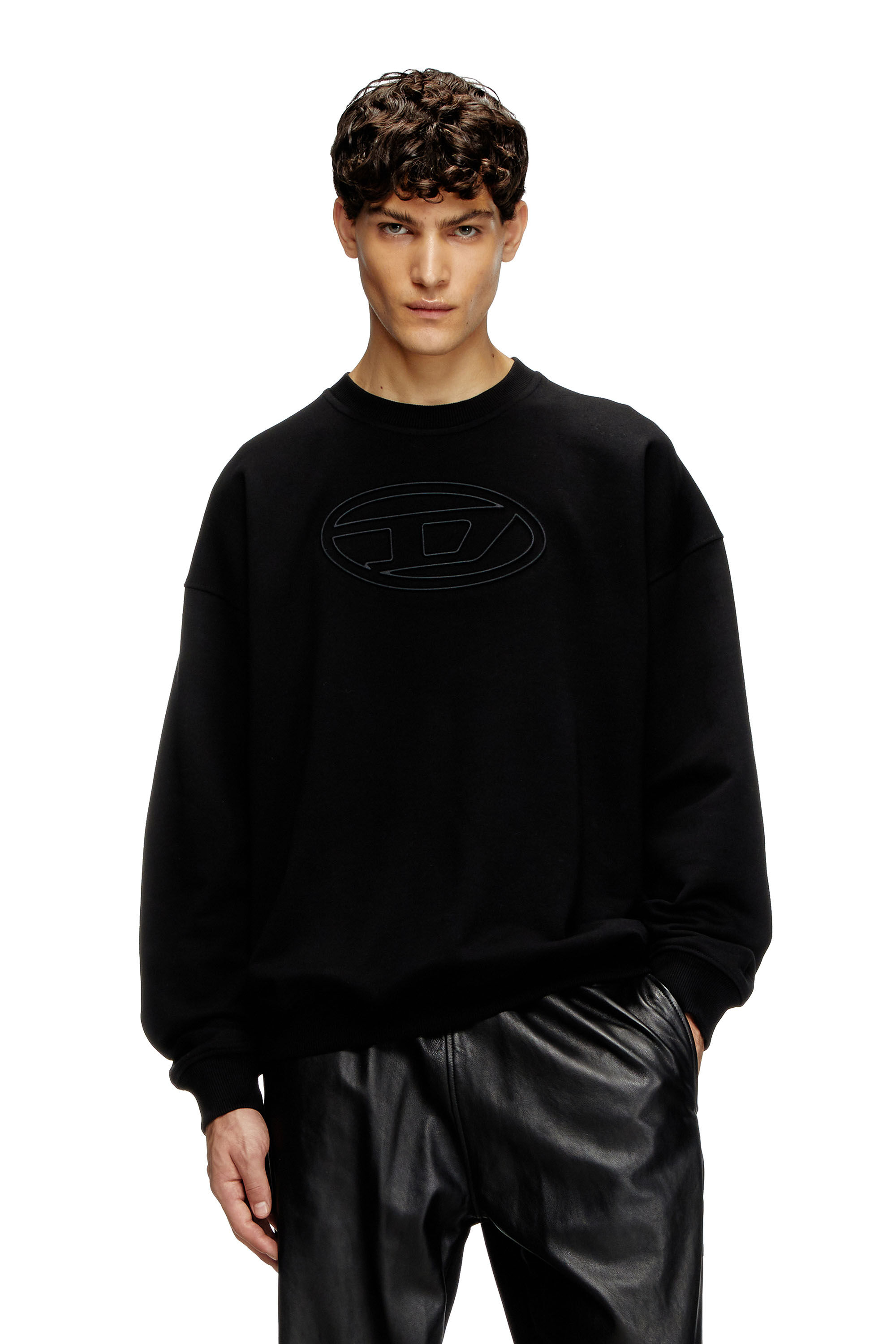 Diesel - S-MART-BIGOVAL, Male's Sweatshirt with embossed Oval D in ブラック - 3