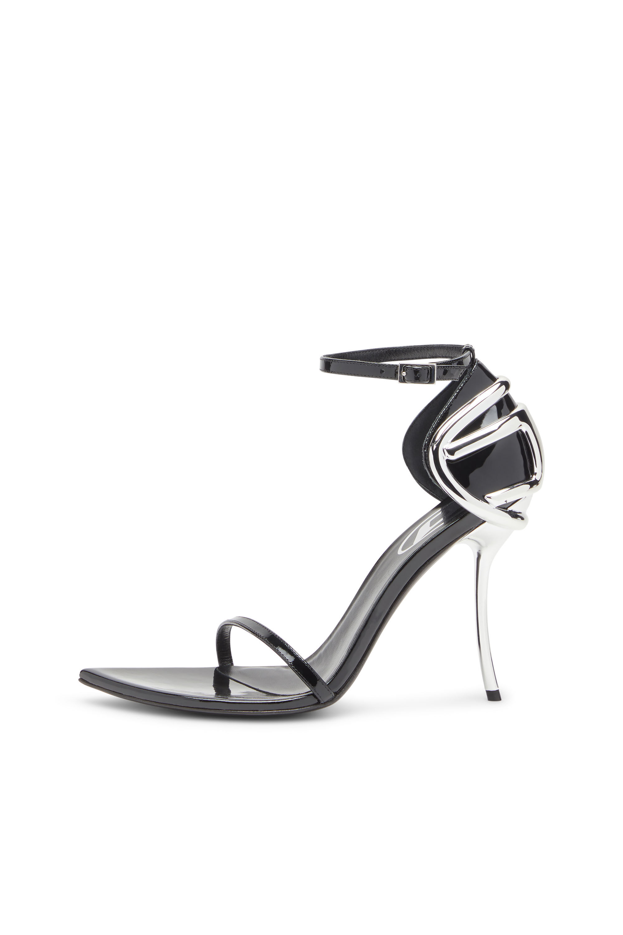 Diesel - D-TEN&HALF SANDAL, Female's D-Ten&Half-Stiletto sandals in patent leather and satin in ブラック - 7