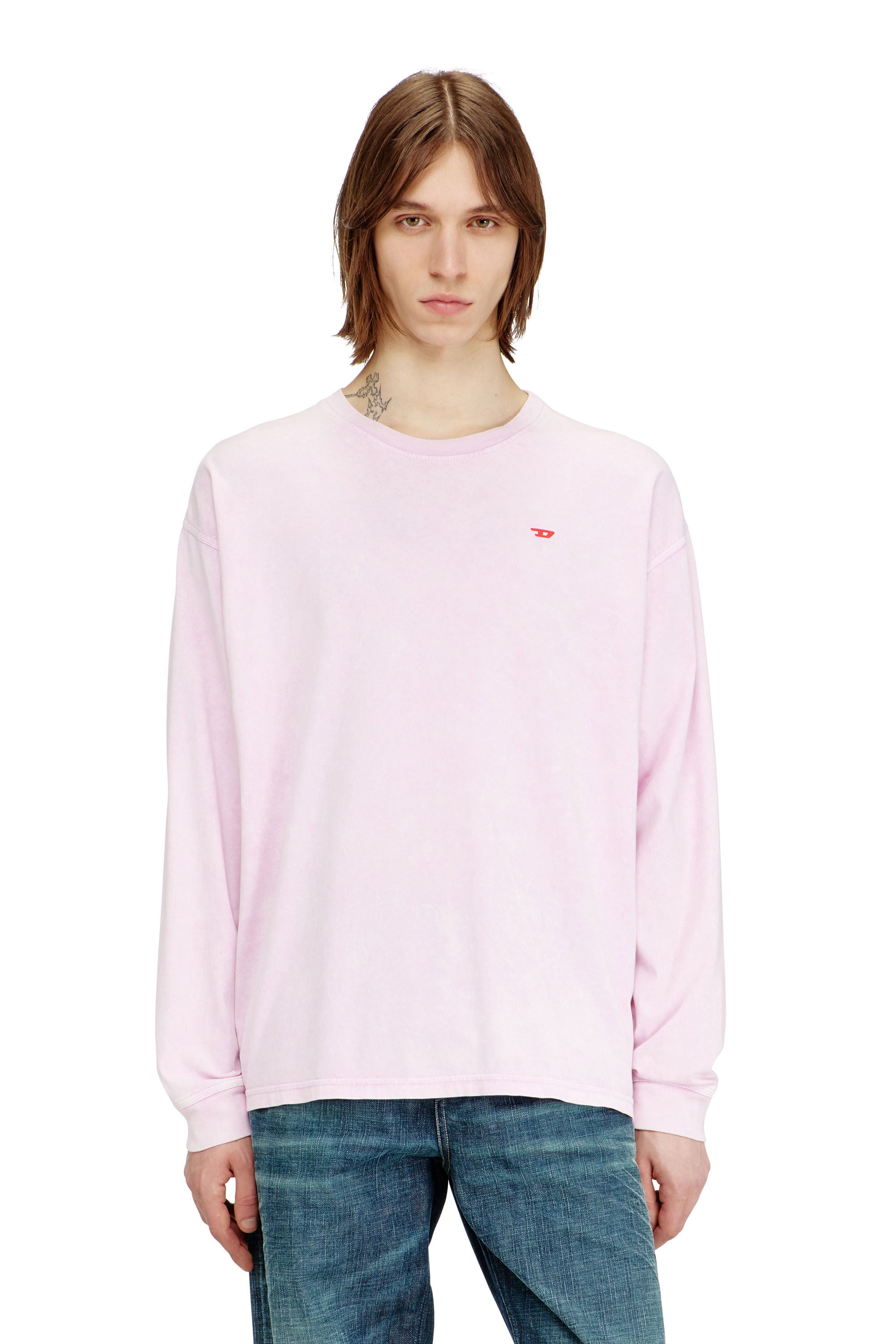 Diesel - T-BOXT-LS-AA5, Male's 長袖Tシャツ in ピンク / ホワイト - 3