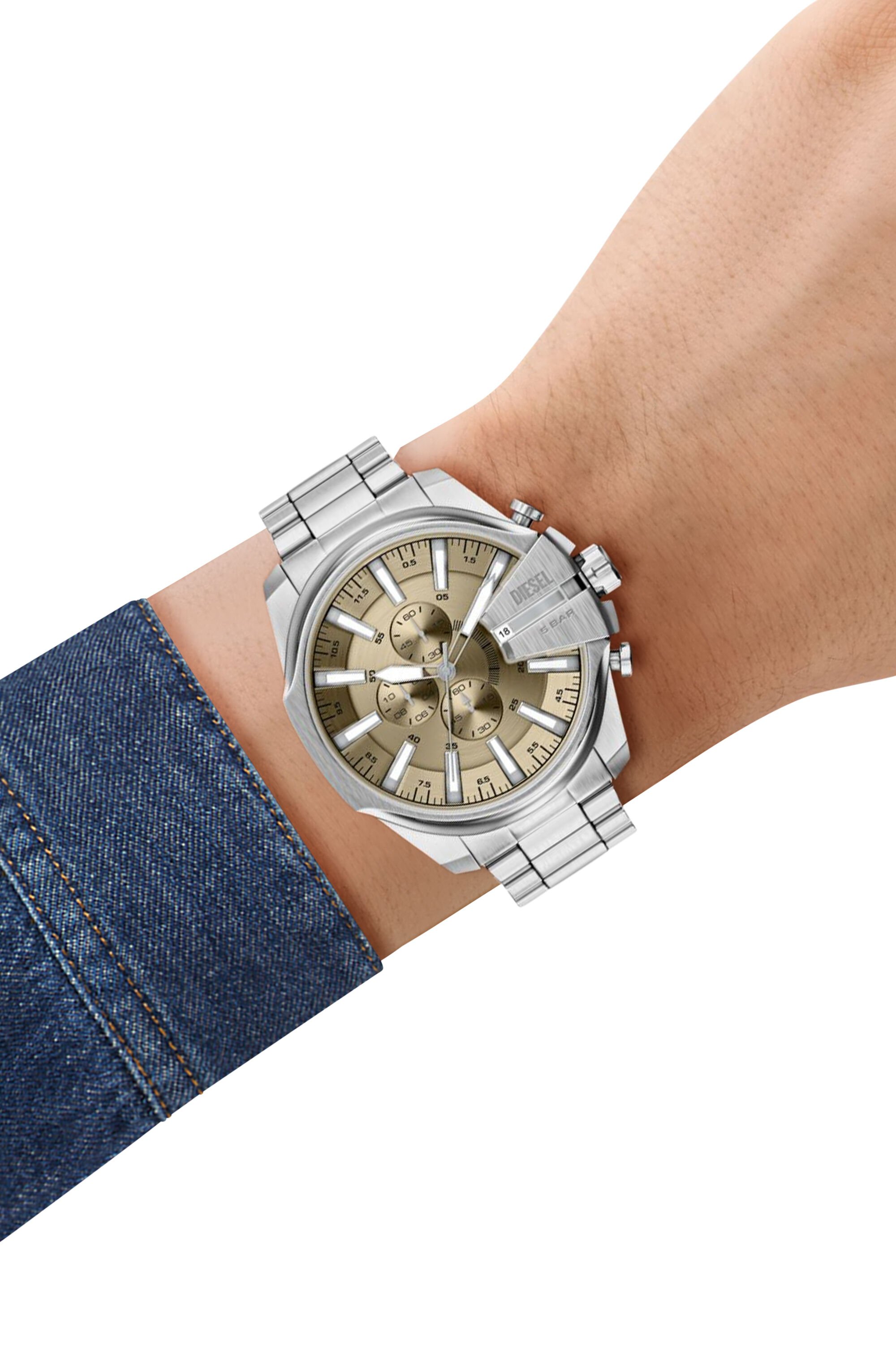 Diesel - DZ4702 WATCH, Male's Mega Chief Slim Chronograph Stainless Steel Watch in シルバー - 7