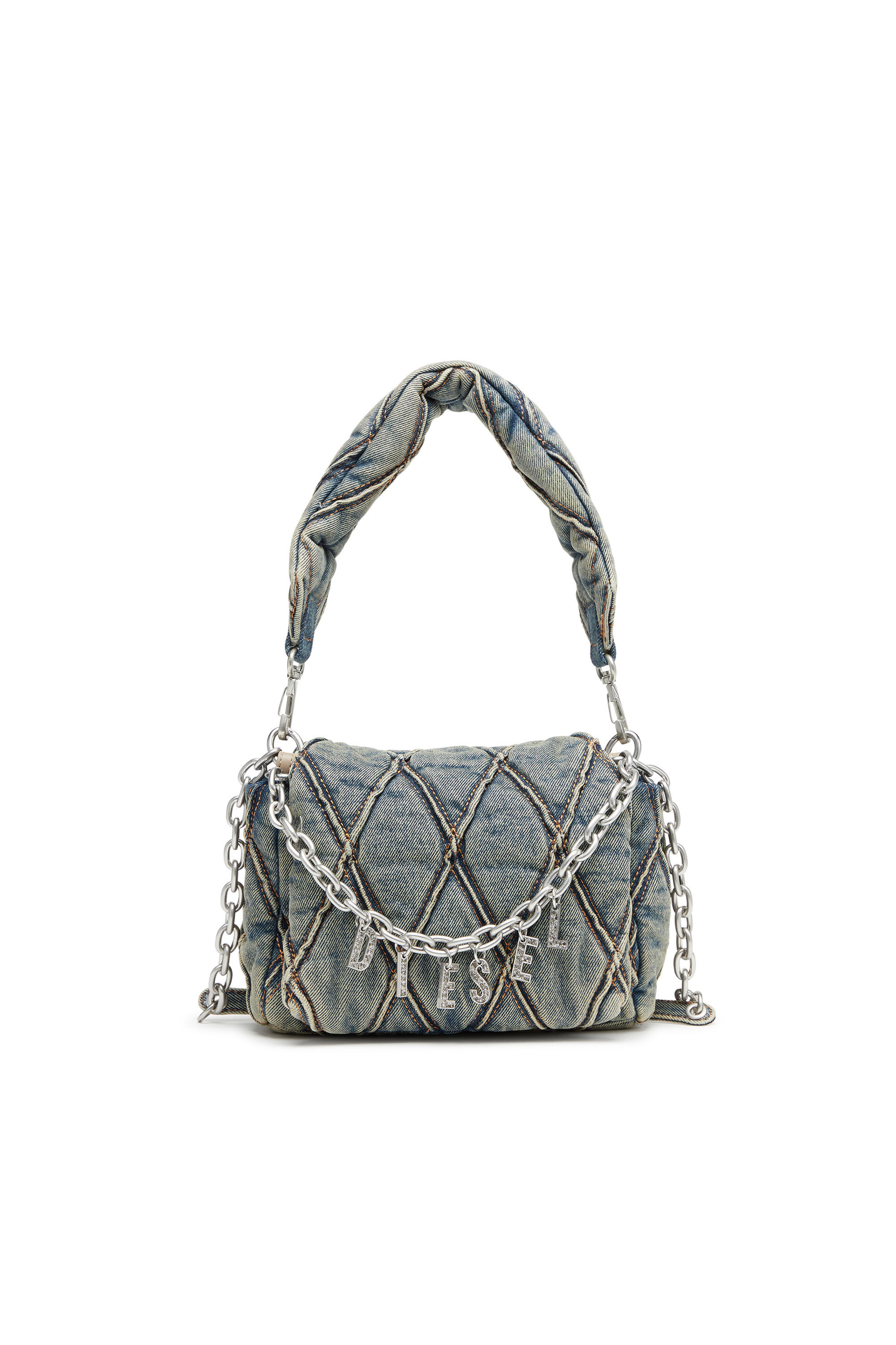 Diesel - CHARM-D SHOULDER S, Female's デニムキルティングショルダーバッグS in ダークブルー - 2