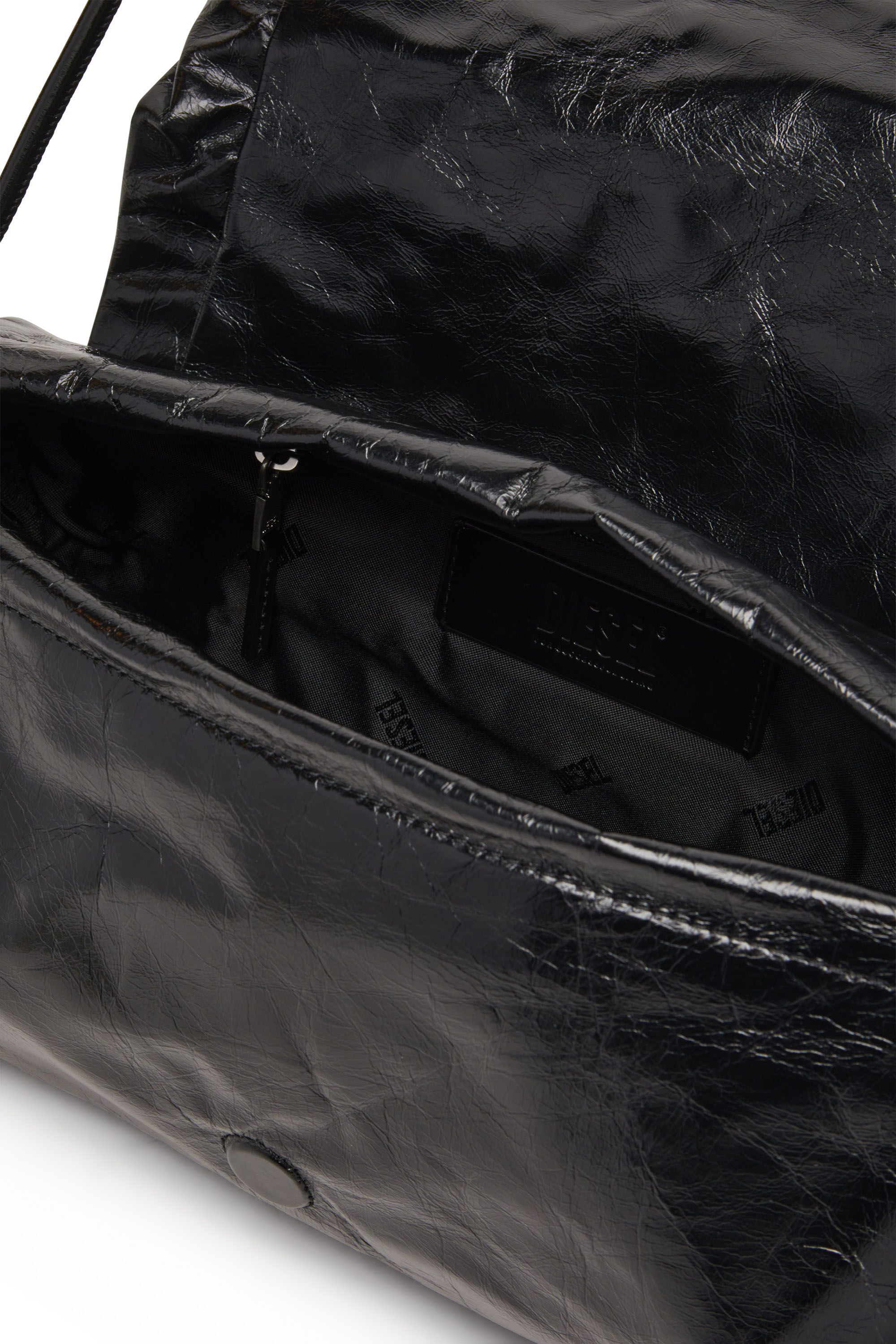 Diesel - SCRUNCH-D SHOULDER M, Female's Scrunch-D M-Shoulder bag in shiny leather in ブラック - 5