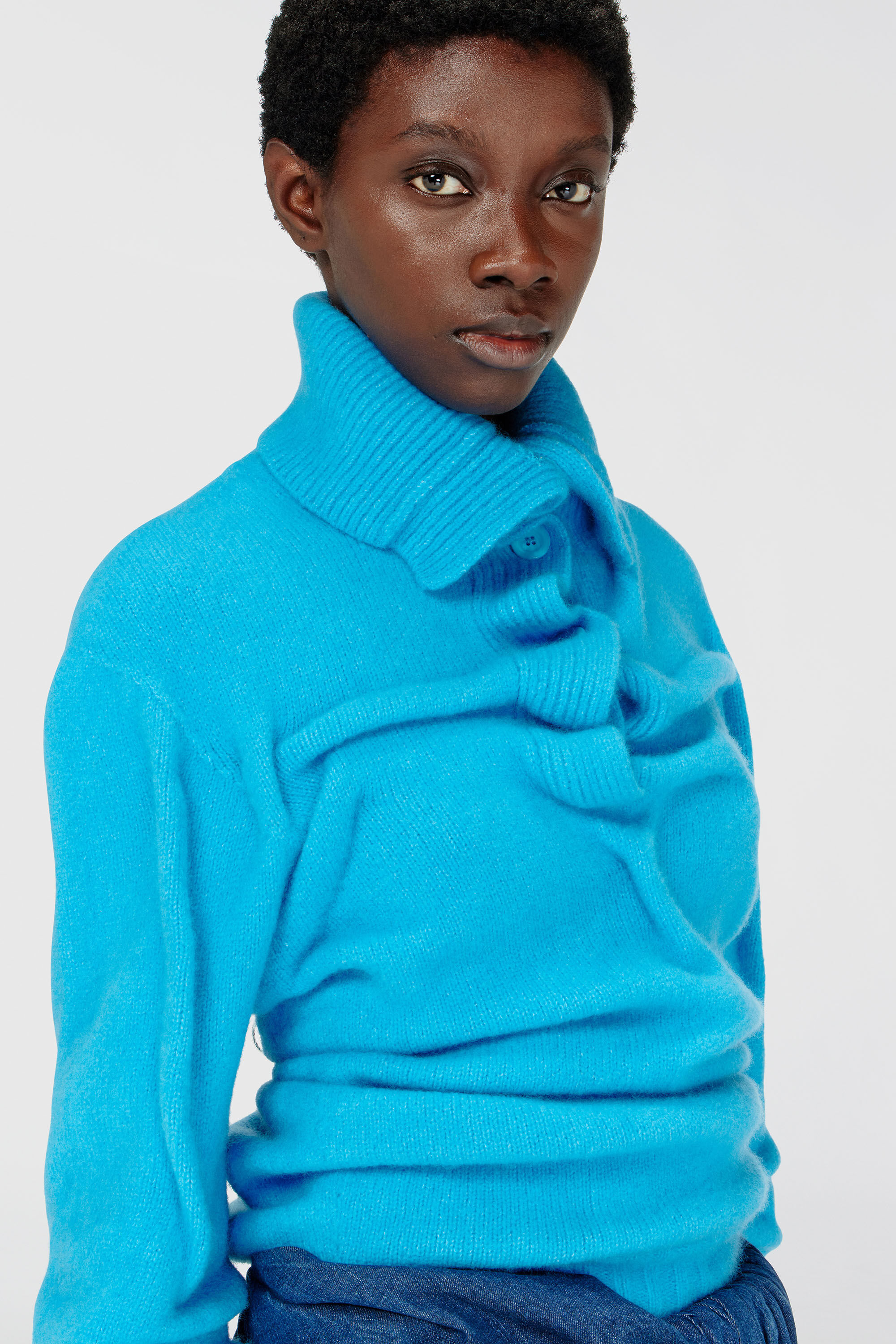 Diesel - M-AMARY, Female's Button-neck jumper in wrinkled boiled knit in null - 4
