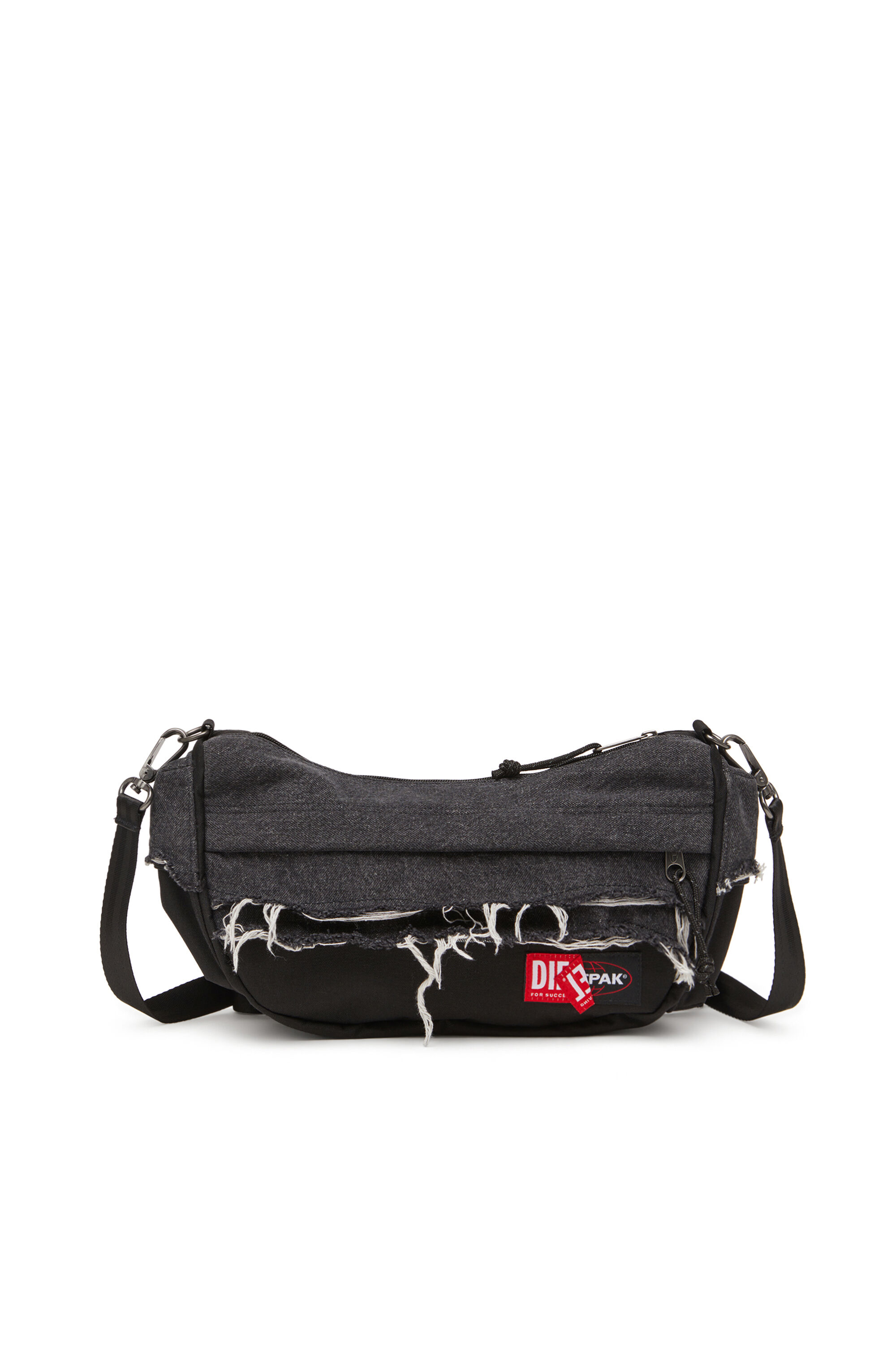 Diesel - DIESEL SHOULDER BAG, Unisex's Shoulder bag in destroyed denim and CORDURA® in ブラック - 2