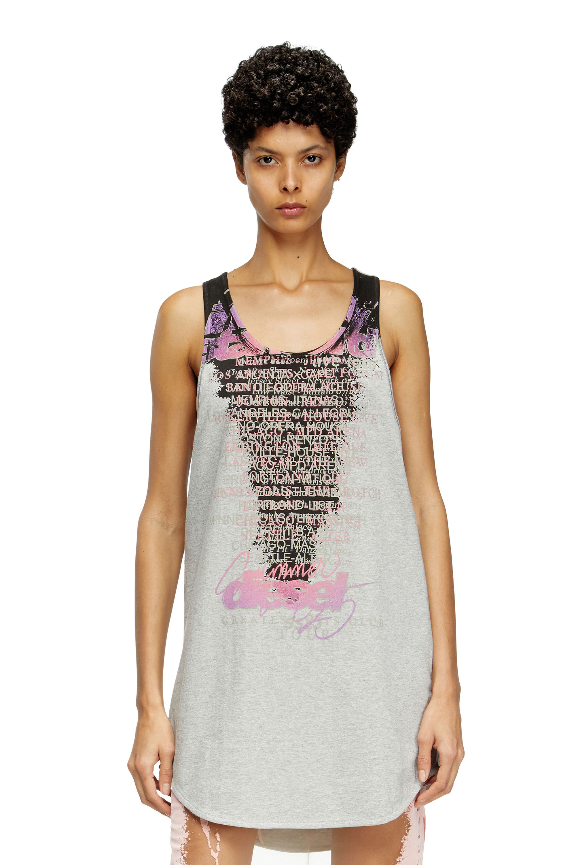 Diesel - T-SHAN, Unisex's Tank top with lyrics print in グレー - 6