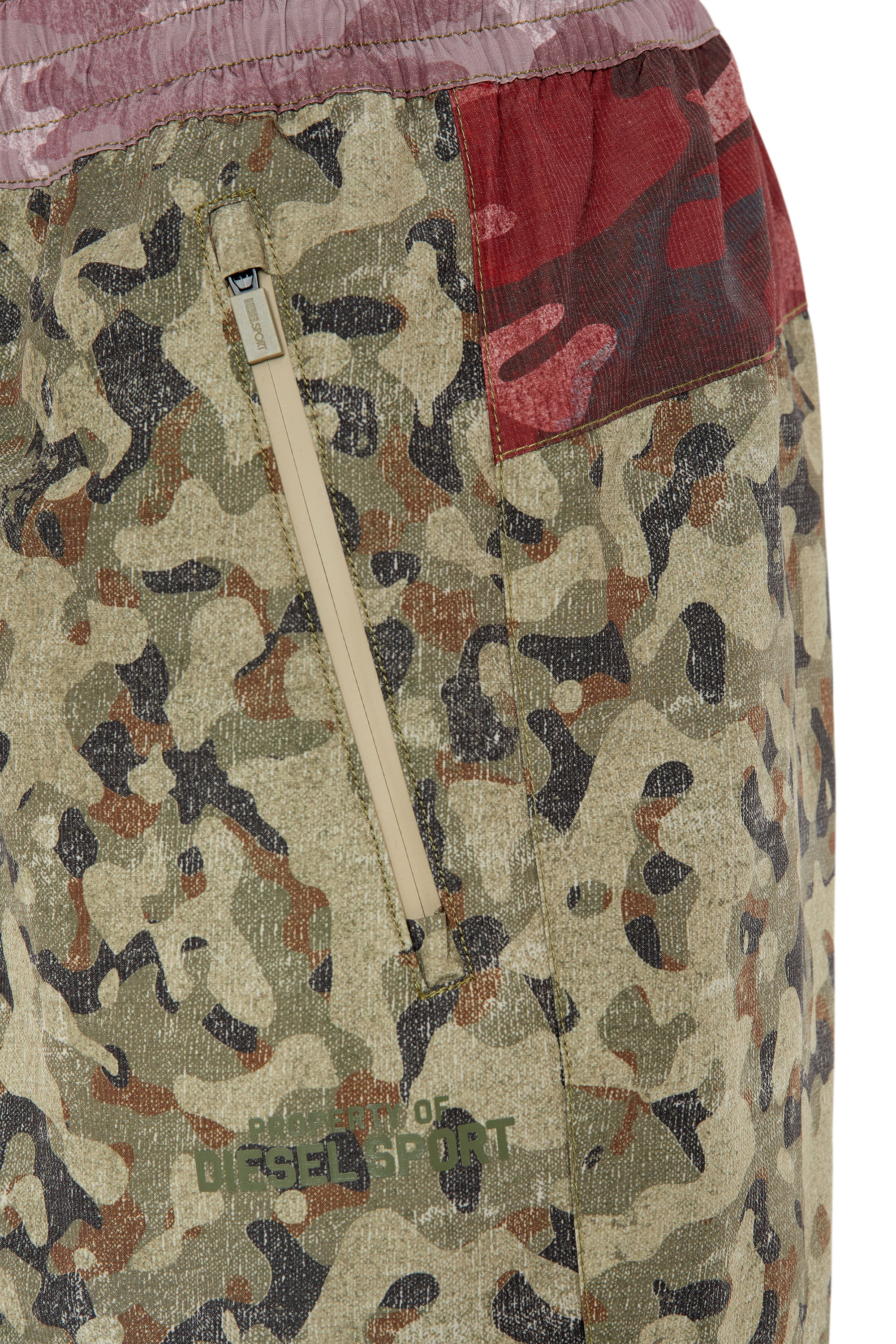 Diesel - AMWB-SIFAN-HT08, Male's パンツ ２WAY カモフラージュ DIESEL SPORT in グリーン/レッド - 3