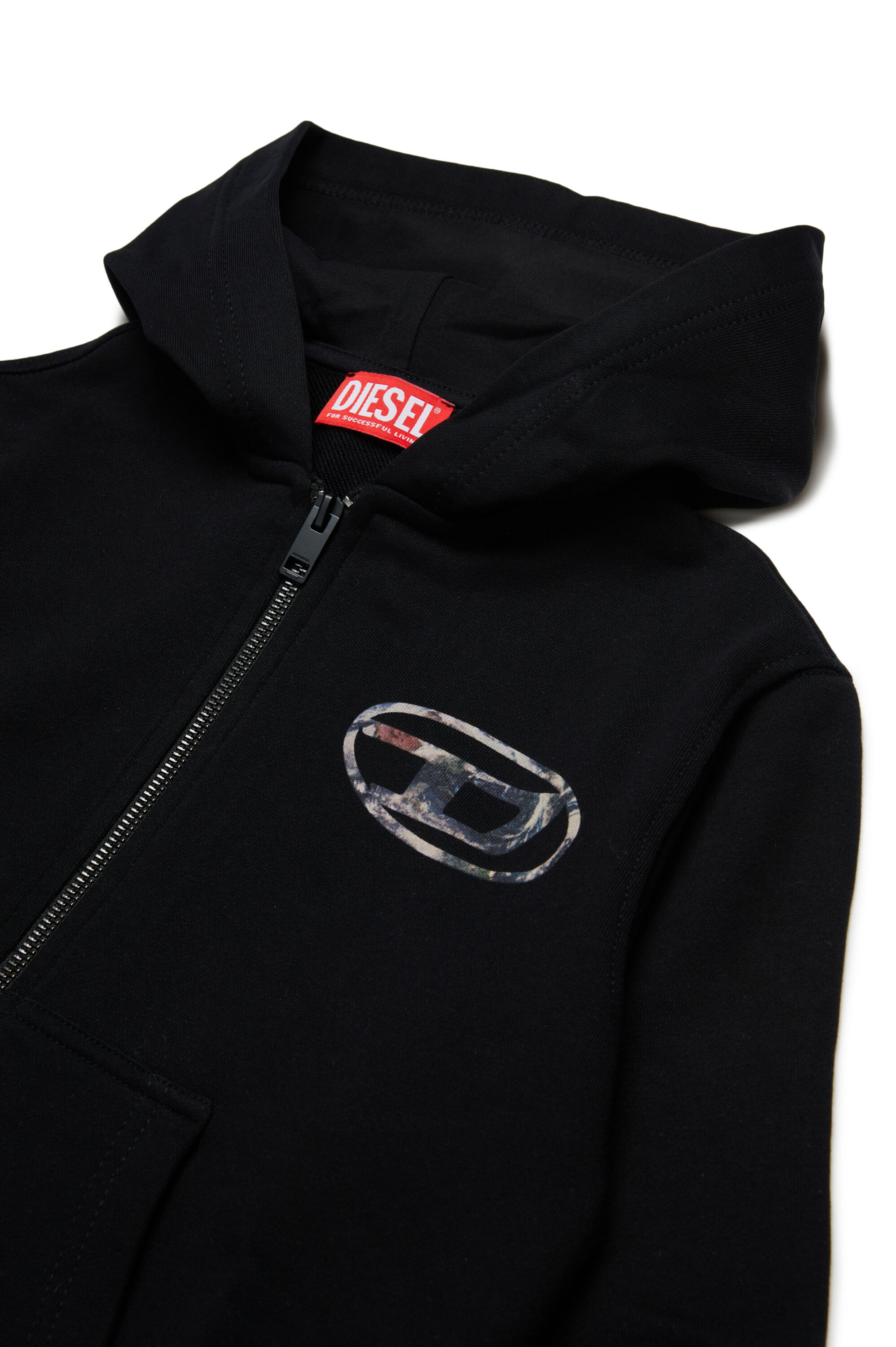 SWELTHOODZIP OVER Zip-up hoodie with Planet Camo logo｜ブラック｜ボーイズ｜DIESEL