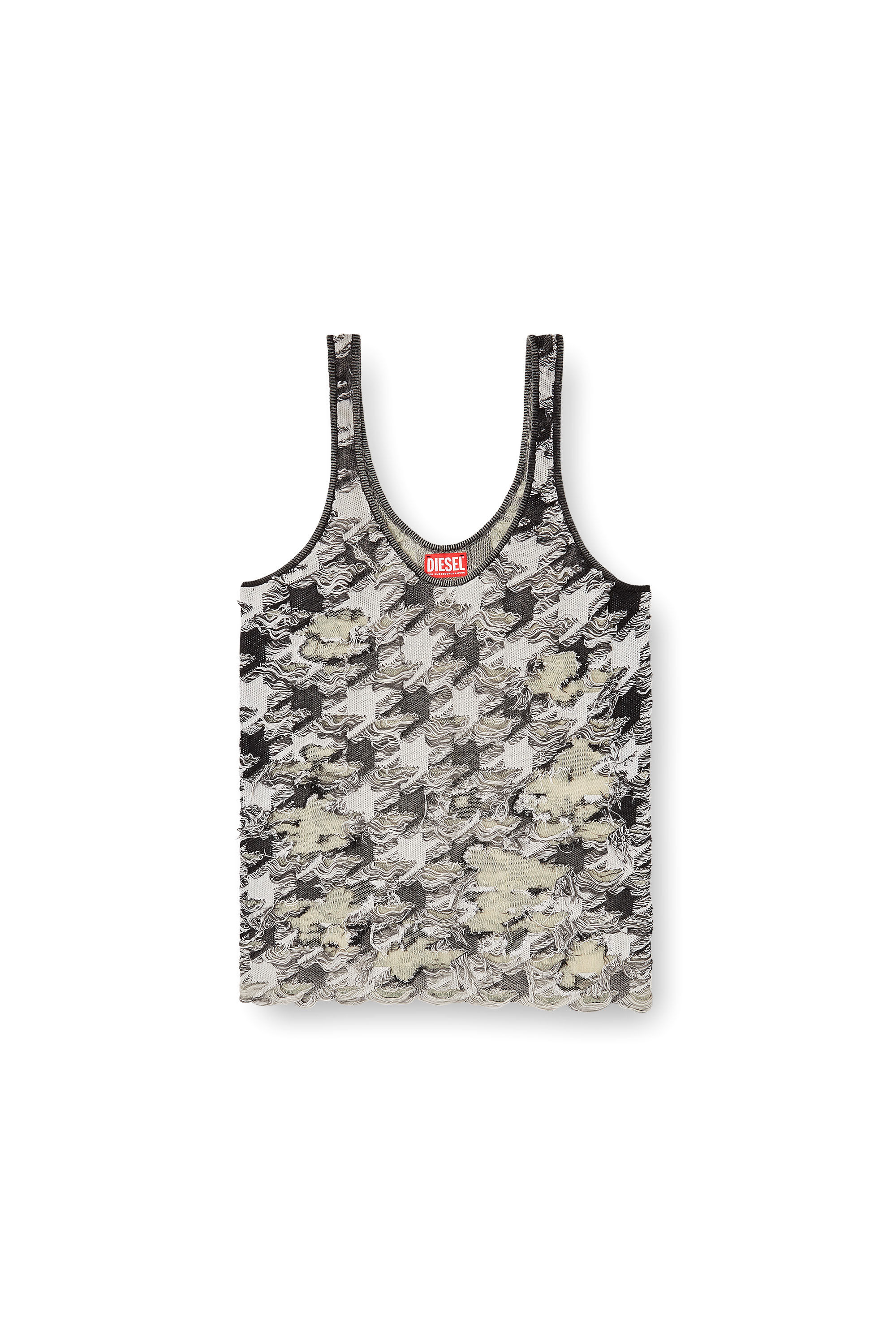 M-SIGNE Tank top in devoré houndstooth jacquard｜マルチカラー