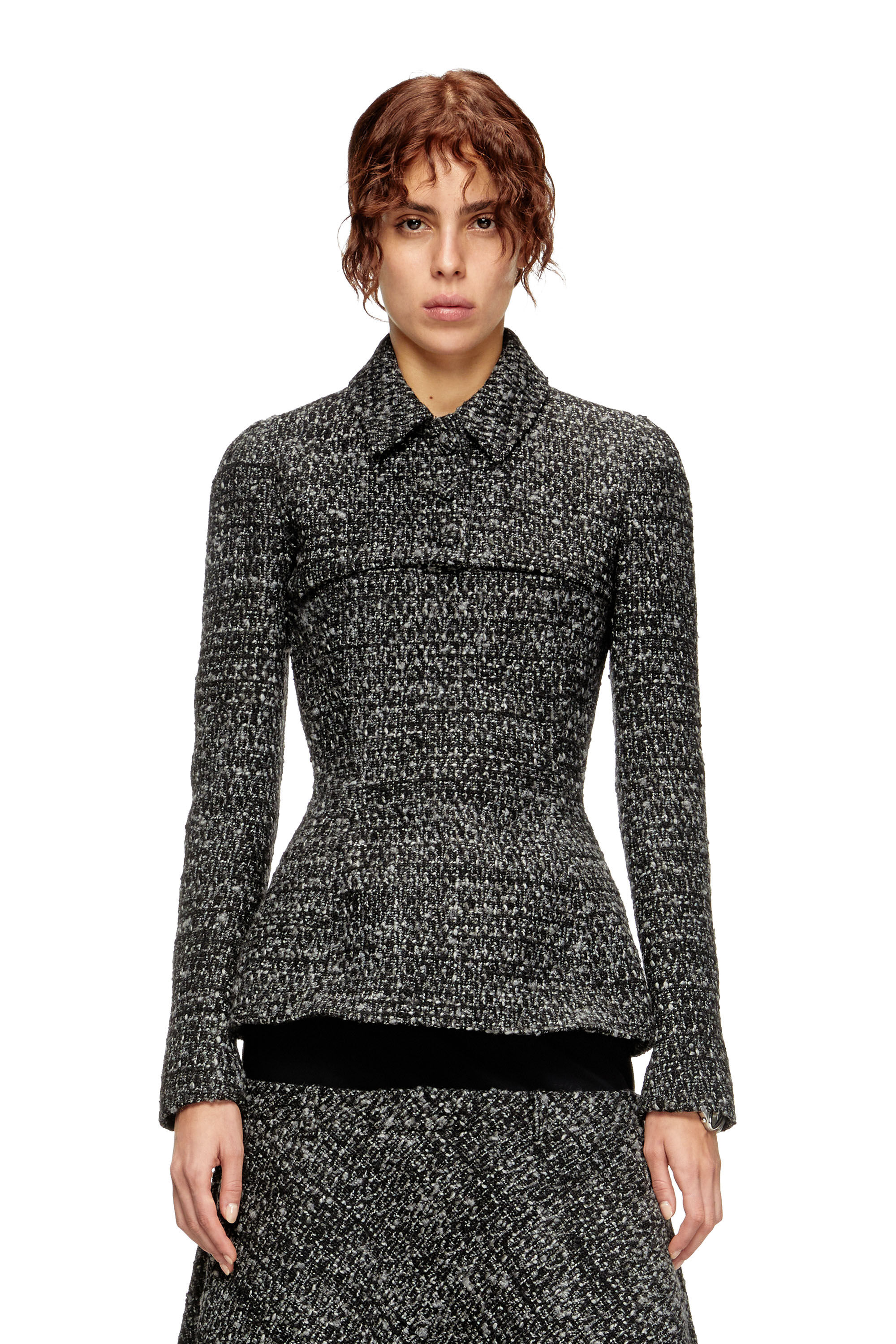 G-ANNE Bouclé jacket with ultra-crop hem｜ブラック｜ウィメンズ｜DIESEL