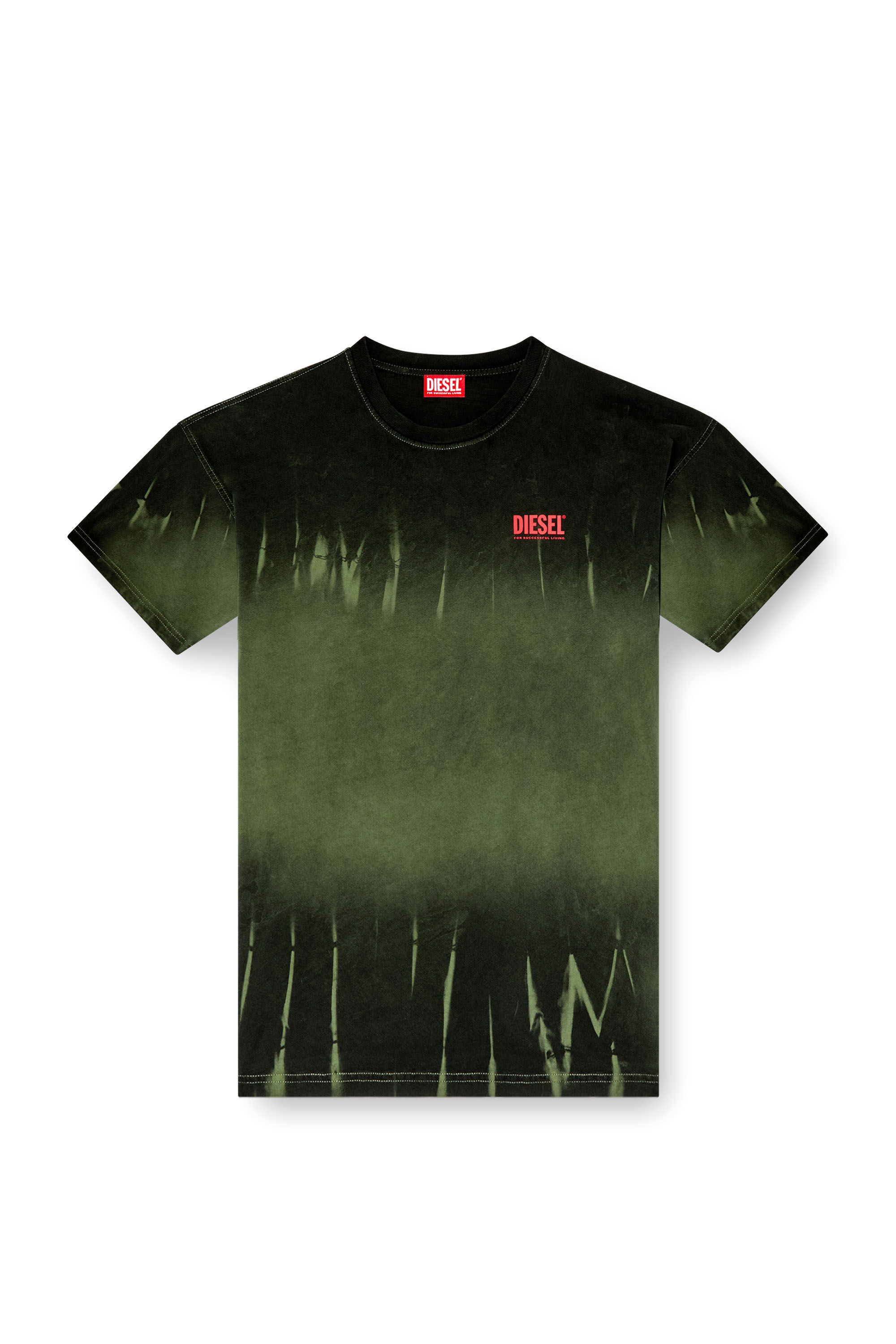 Diesel - T-BOXT-R3, Male's Tie-dye T-shirt with logo print in ダークグリーン - 2
