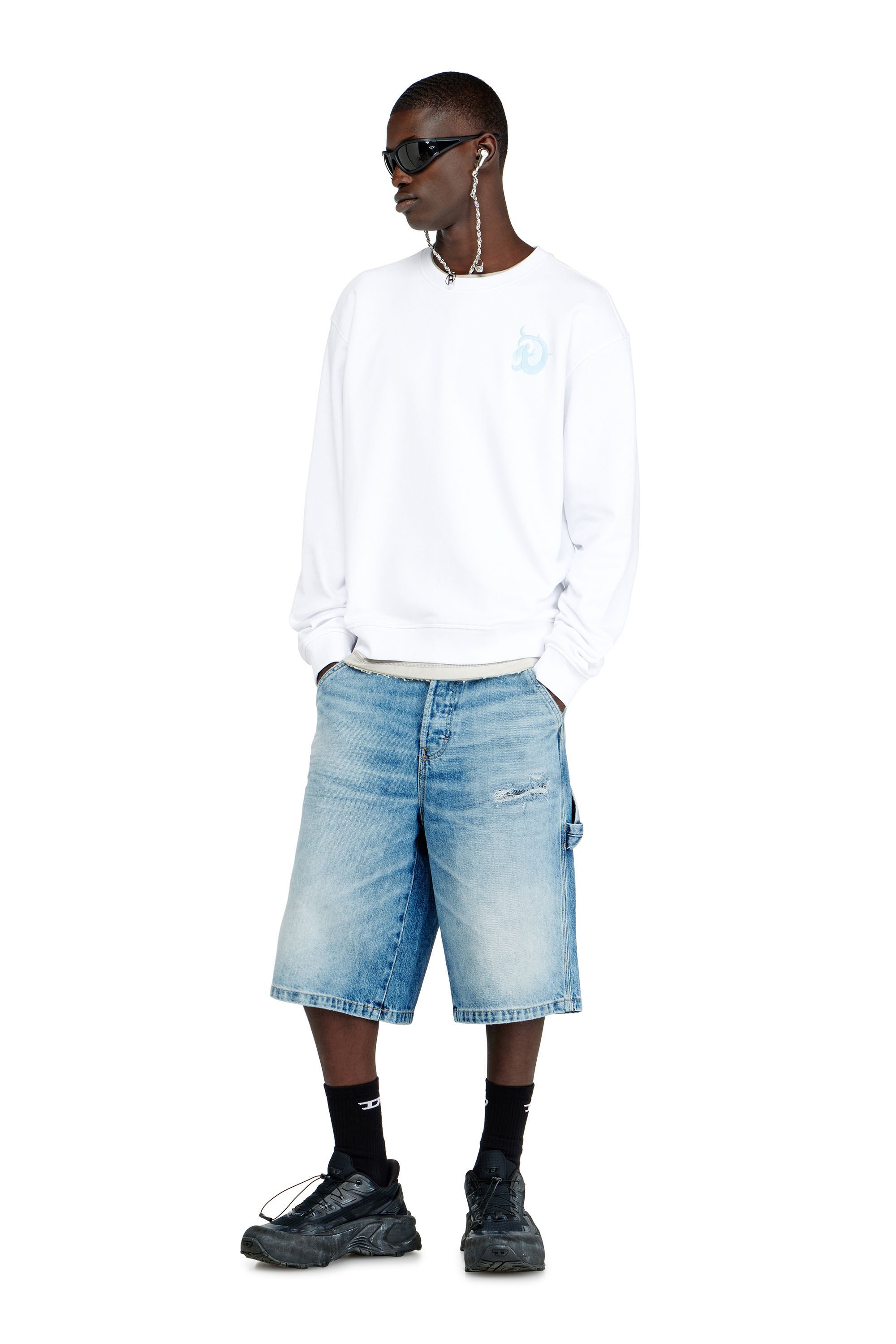 Diesel - S-NORM-AA4, Male's プルオーバースウェット in ホワイト - 1