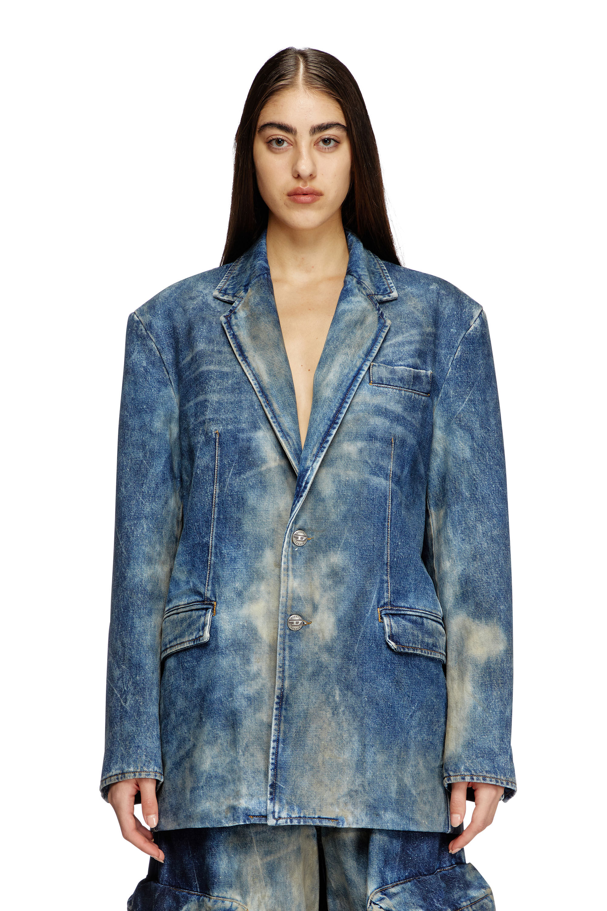 D-OVER-DD Blazer in hand-treated dirty denim｜ブルー