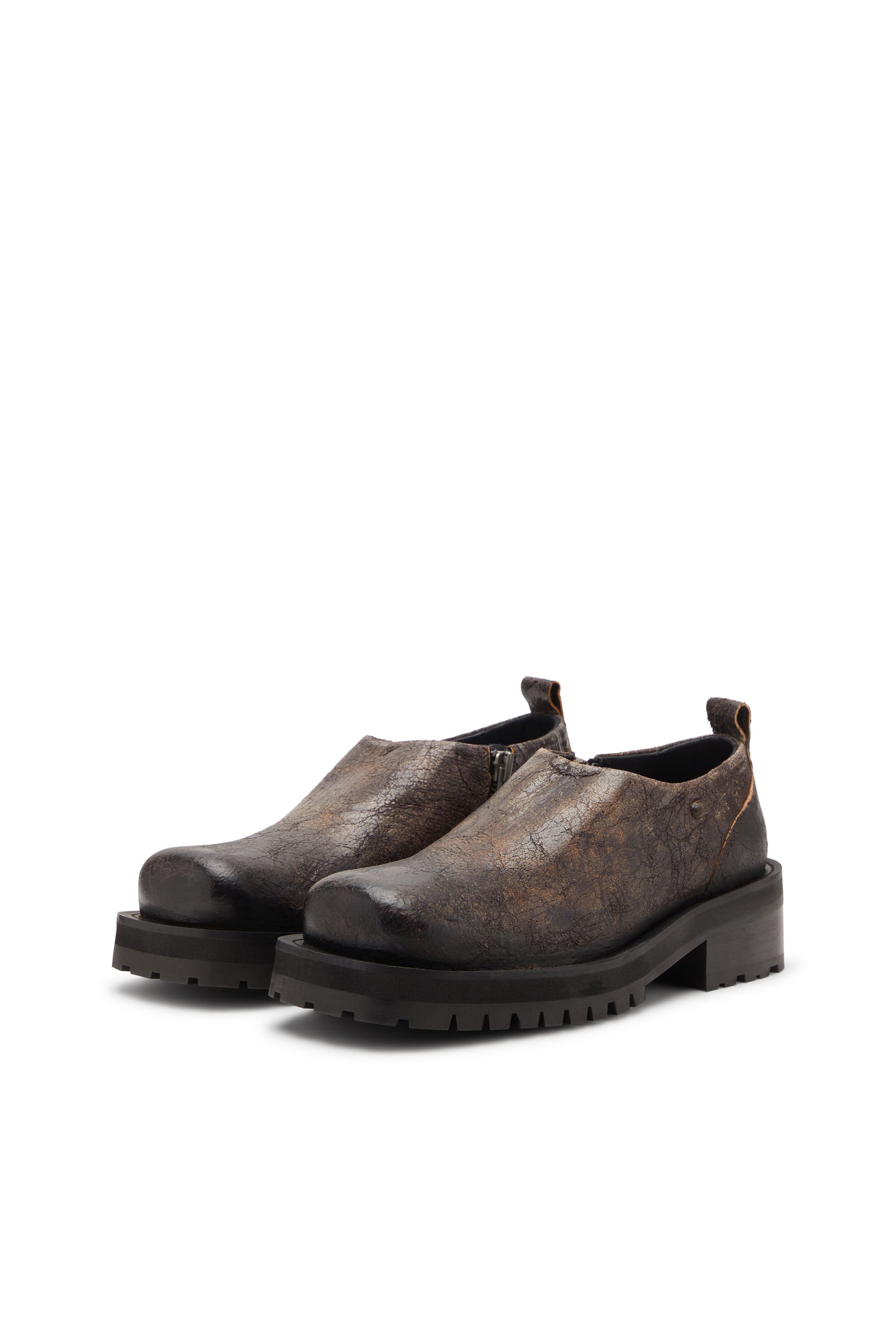 Diesel - D-TEXAN CLOG, Male's D-Texan-Zipped shoes in distressed crackled suede in null - 8