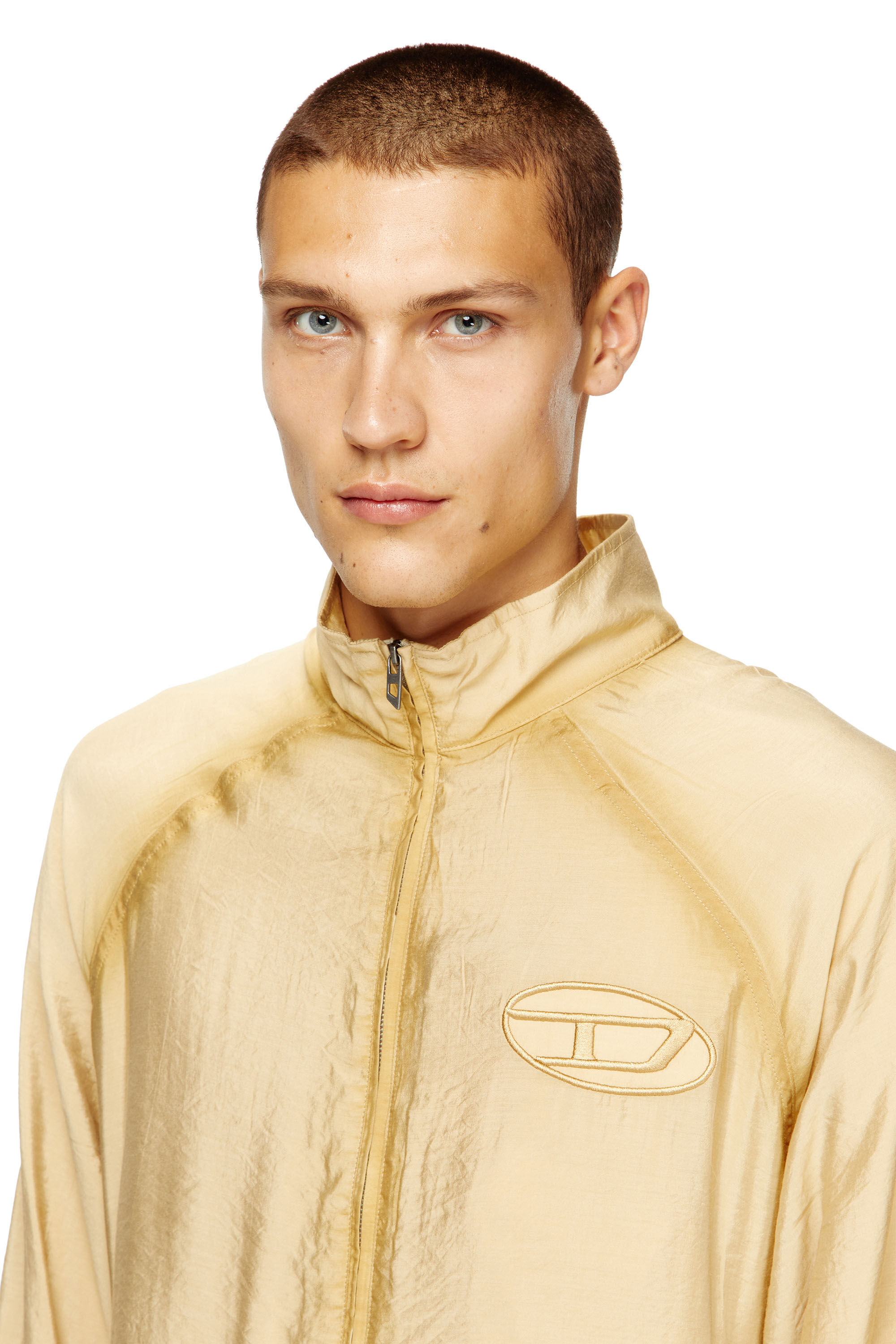 Diesel - J-HENRI-SOUVENIR, Male's Souvenir-style embroidered track jacket in ベージュ - 4