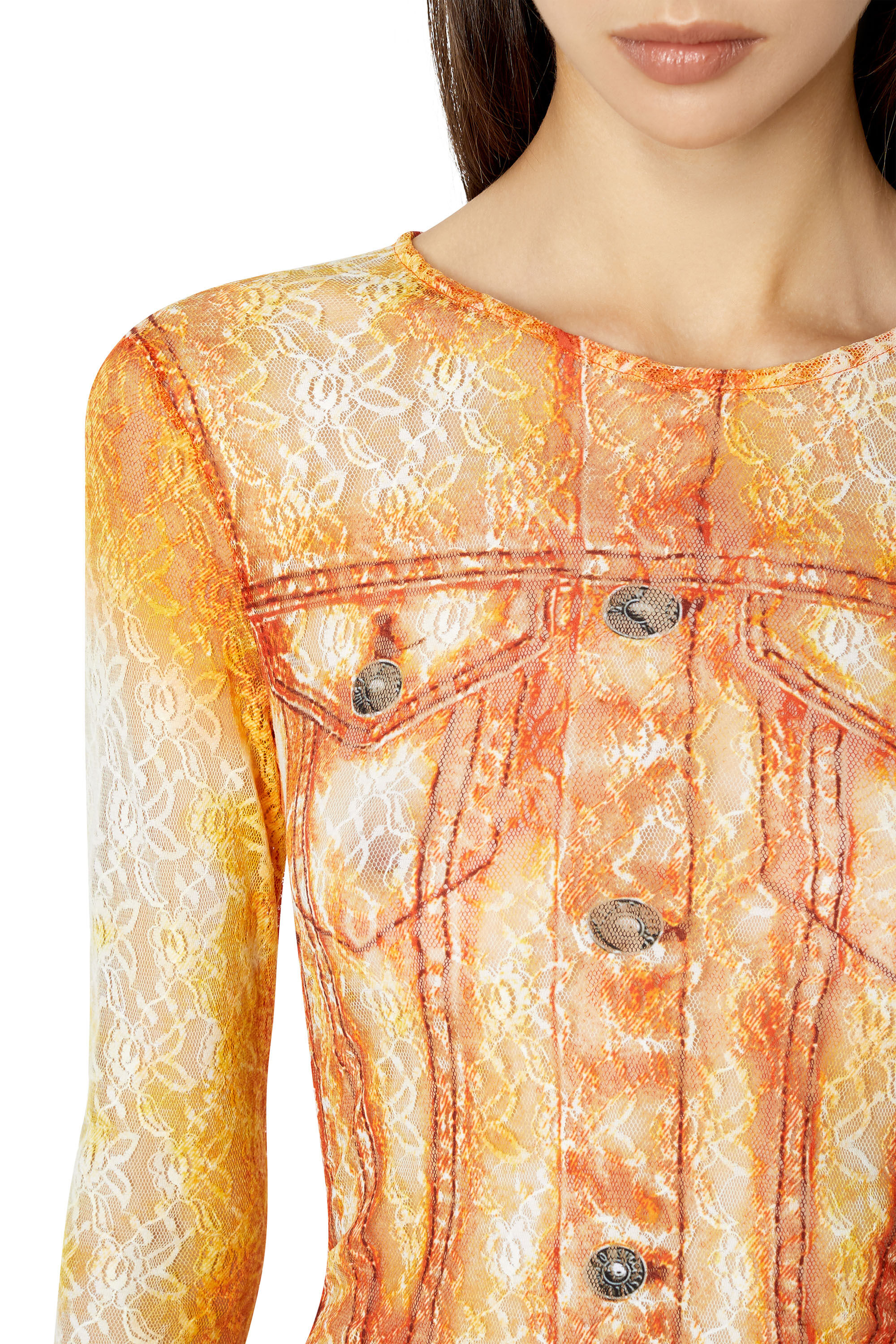 Diesel - T-CLILL, Female's レディース 長袖トップス トロンプルイユ in オレンジ - 5