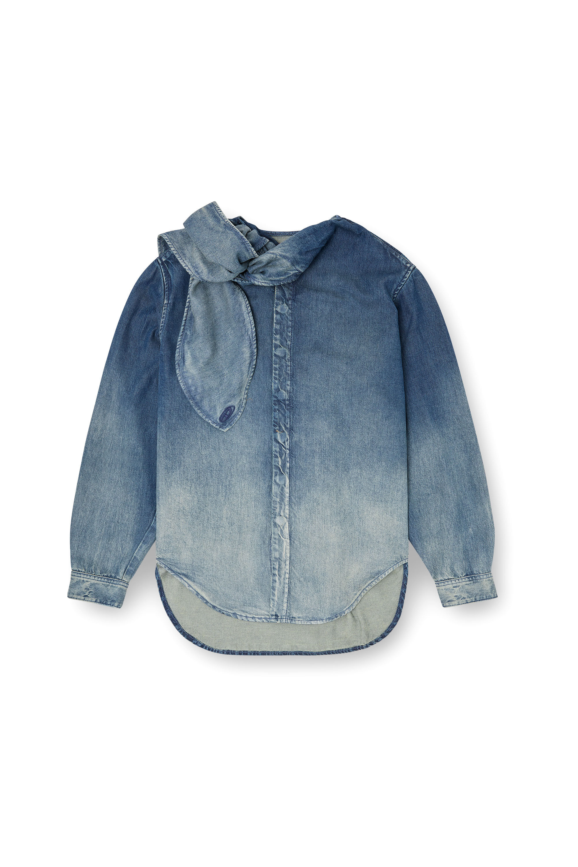 DE-NANCY-S Blouse in fluid laser-worn denim｜ブルー｜ウィメンズ