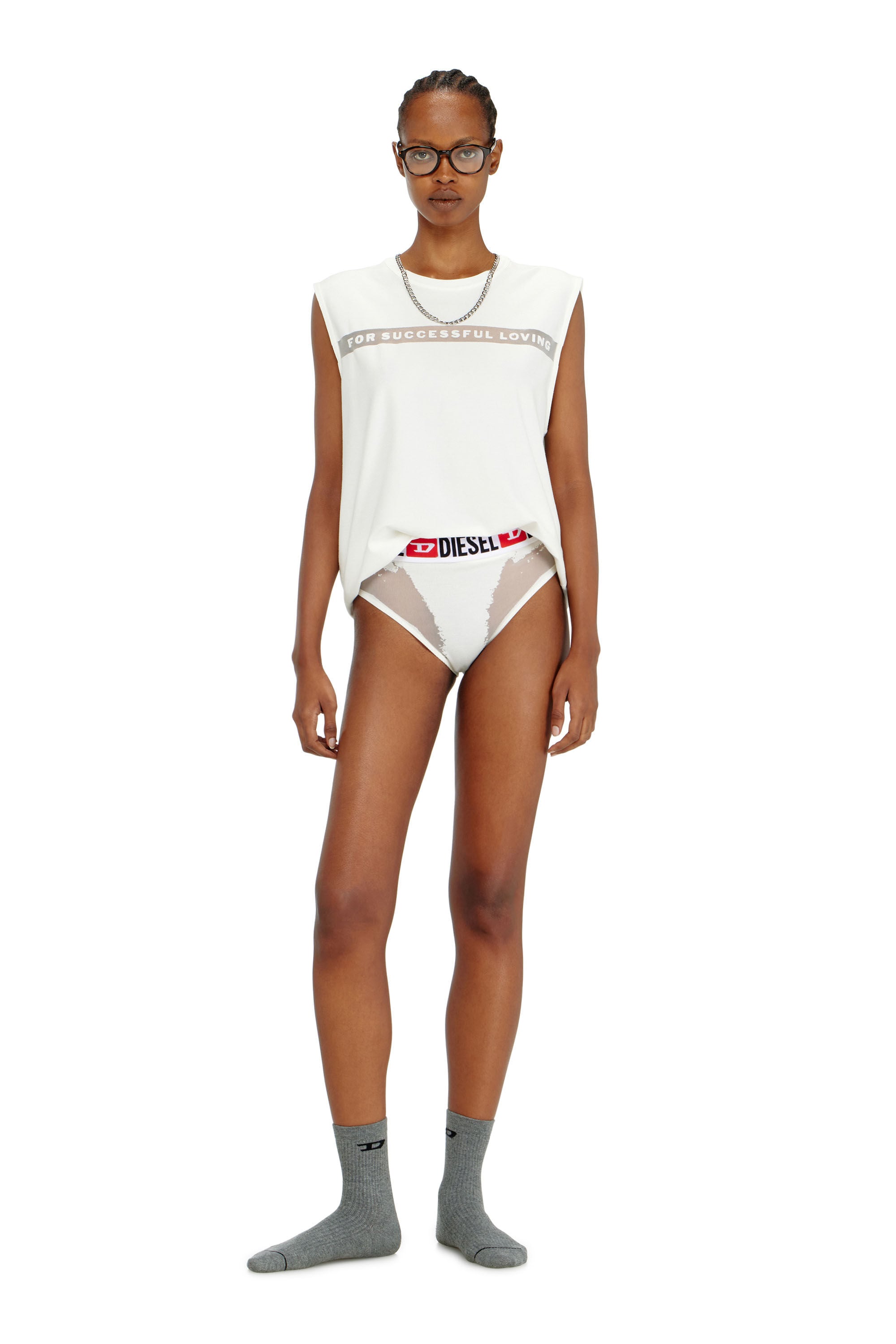 Diesel - PR-SAM-D-CORE, Female's Briefs with sheer devor&eacute; effect in ホワイト - 1