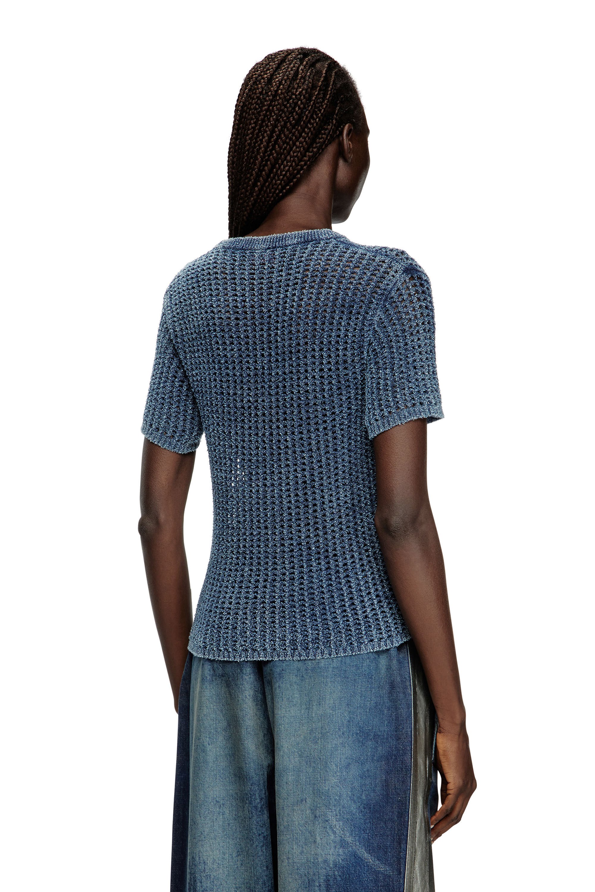 Diesel - M-SQUER, Female's Open-knit jumper in denim yarn in ブルー - 5