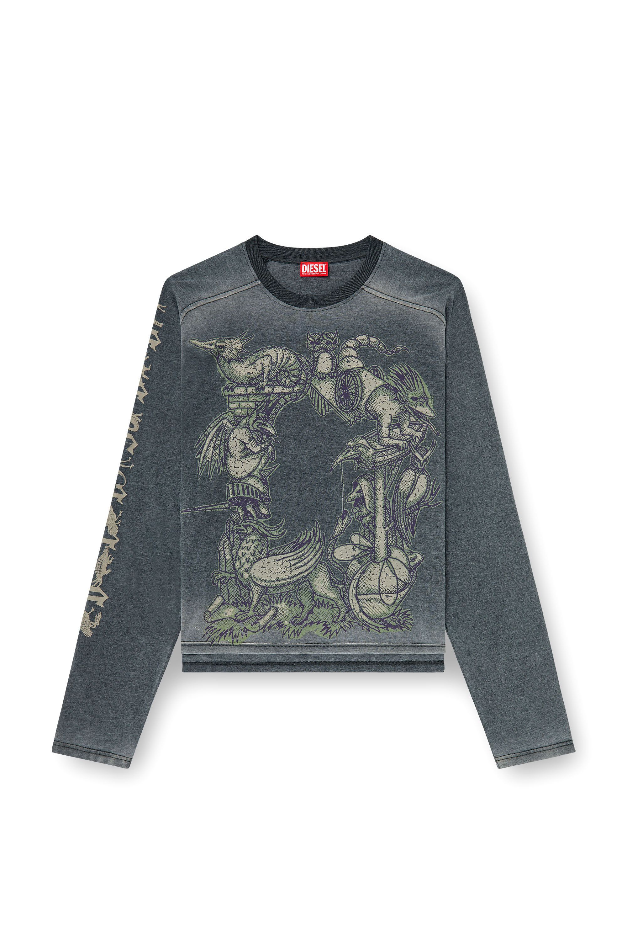 Diesel - T-JORI-A, Male's Long-sleeve T-shirt with graphic motif in ブラック - 2