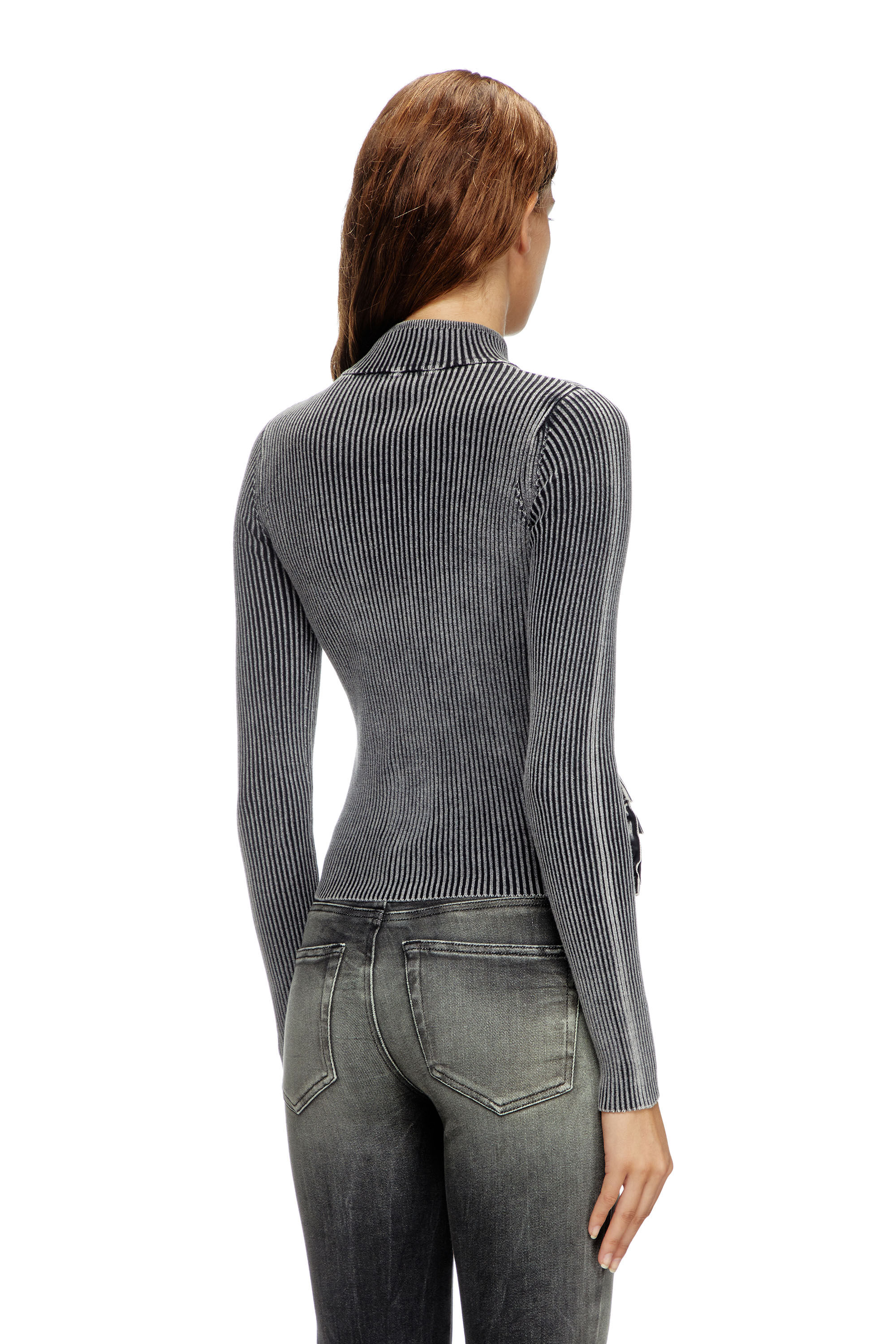 Diesel - M-MELISSA, Female's Zip-up cardigan with denim cargo pockets in ダークグレー - 5