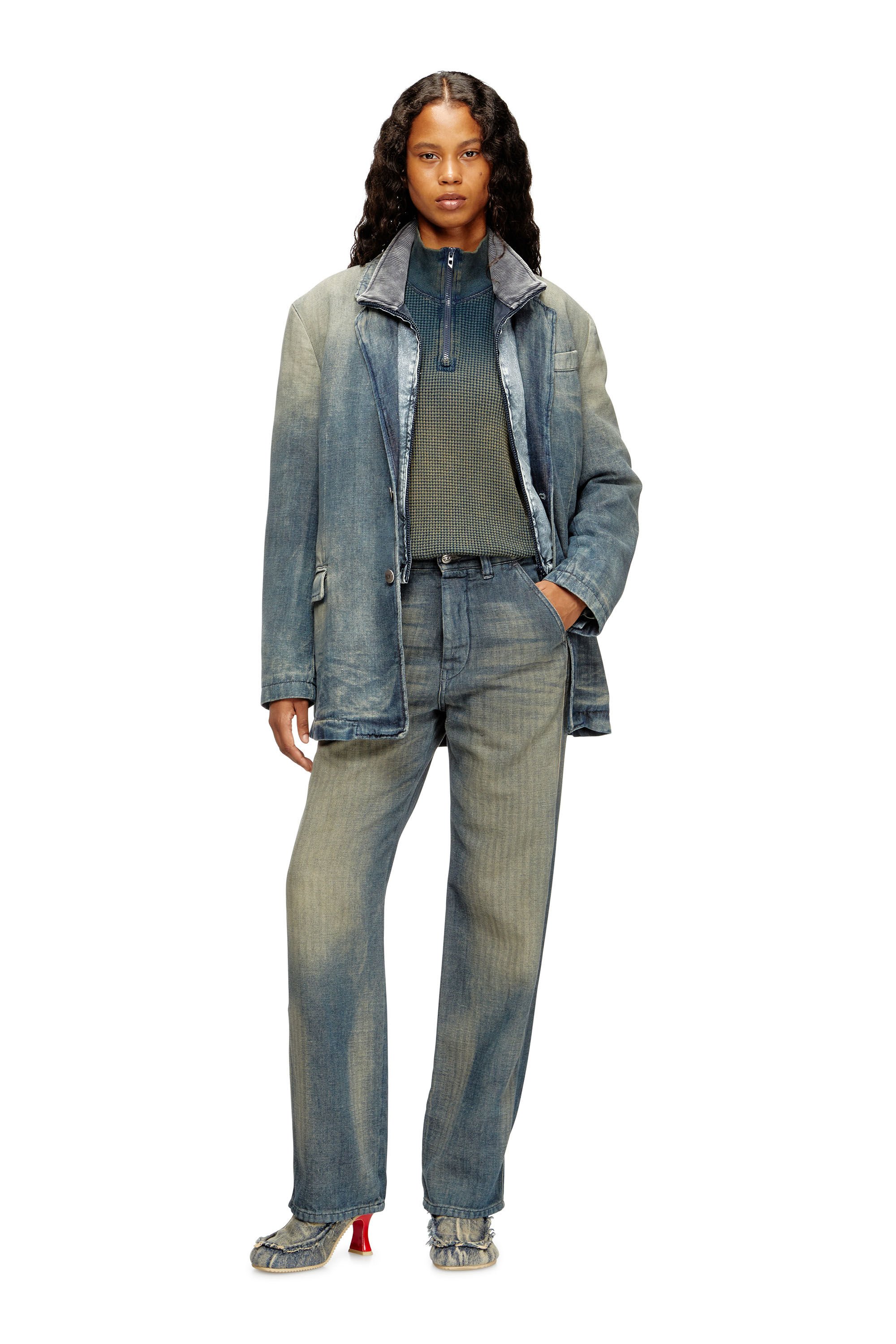 Diesel - Unisex's Regular Jeans D-Phant-chino 068SL, ミディアムブルー - 7
