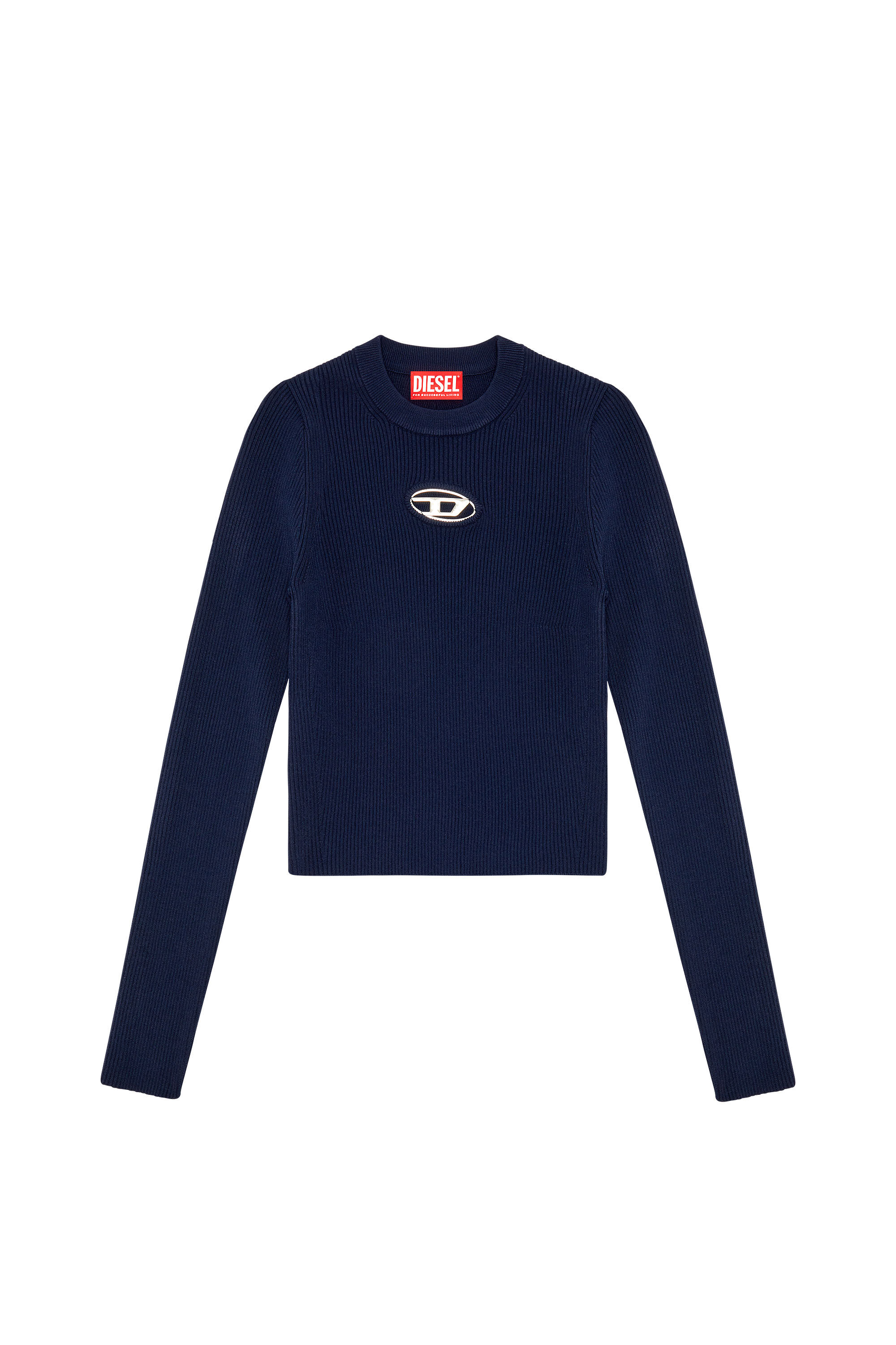 DIESEL リブニットトップス ダークブルー XS