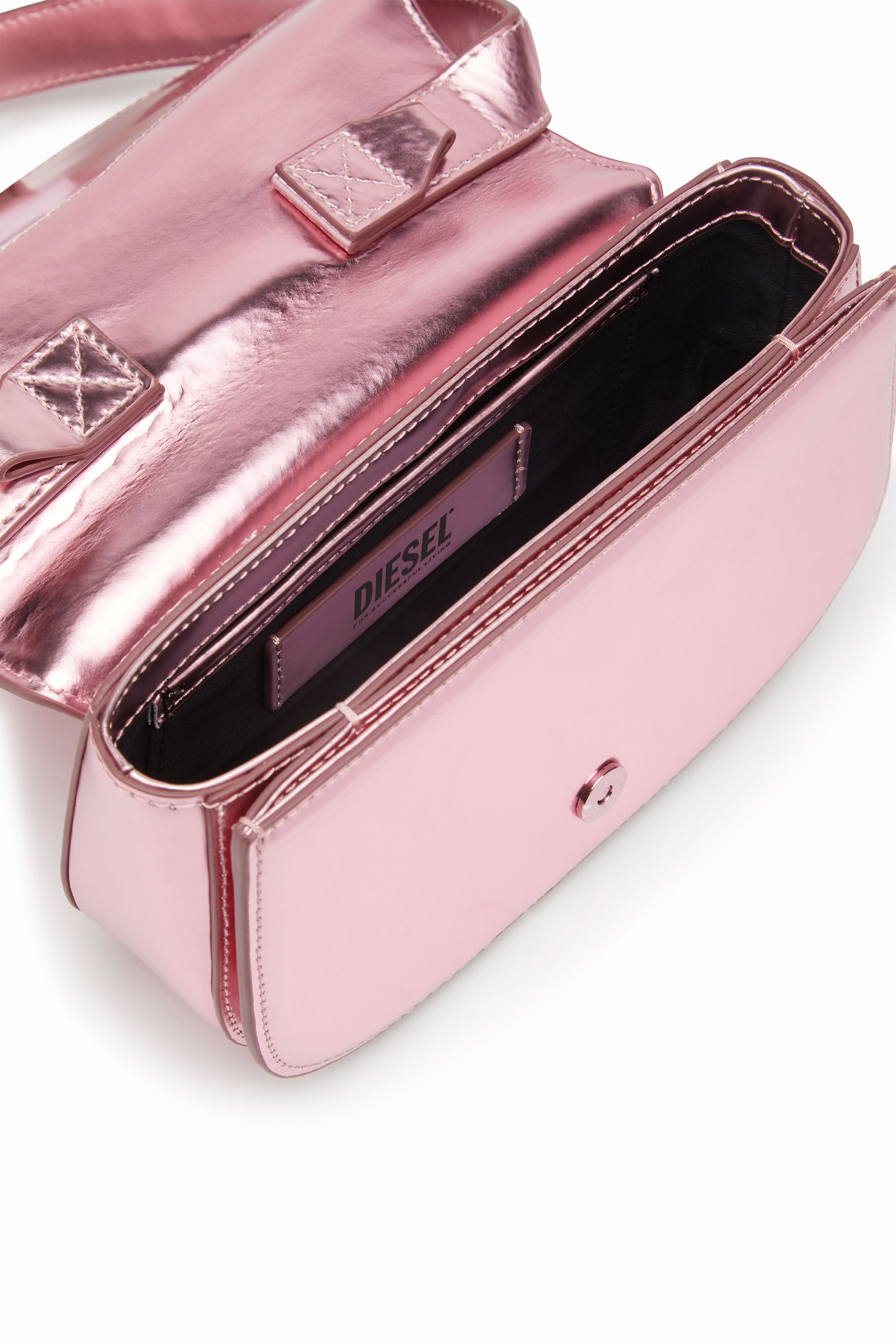 Diesel - 1DR, Female's カウレザーショルダーバッグ in ピンク / ホワイト - 5