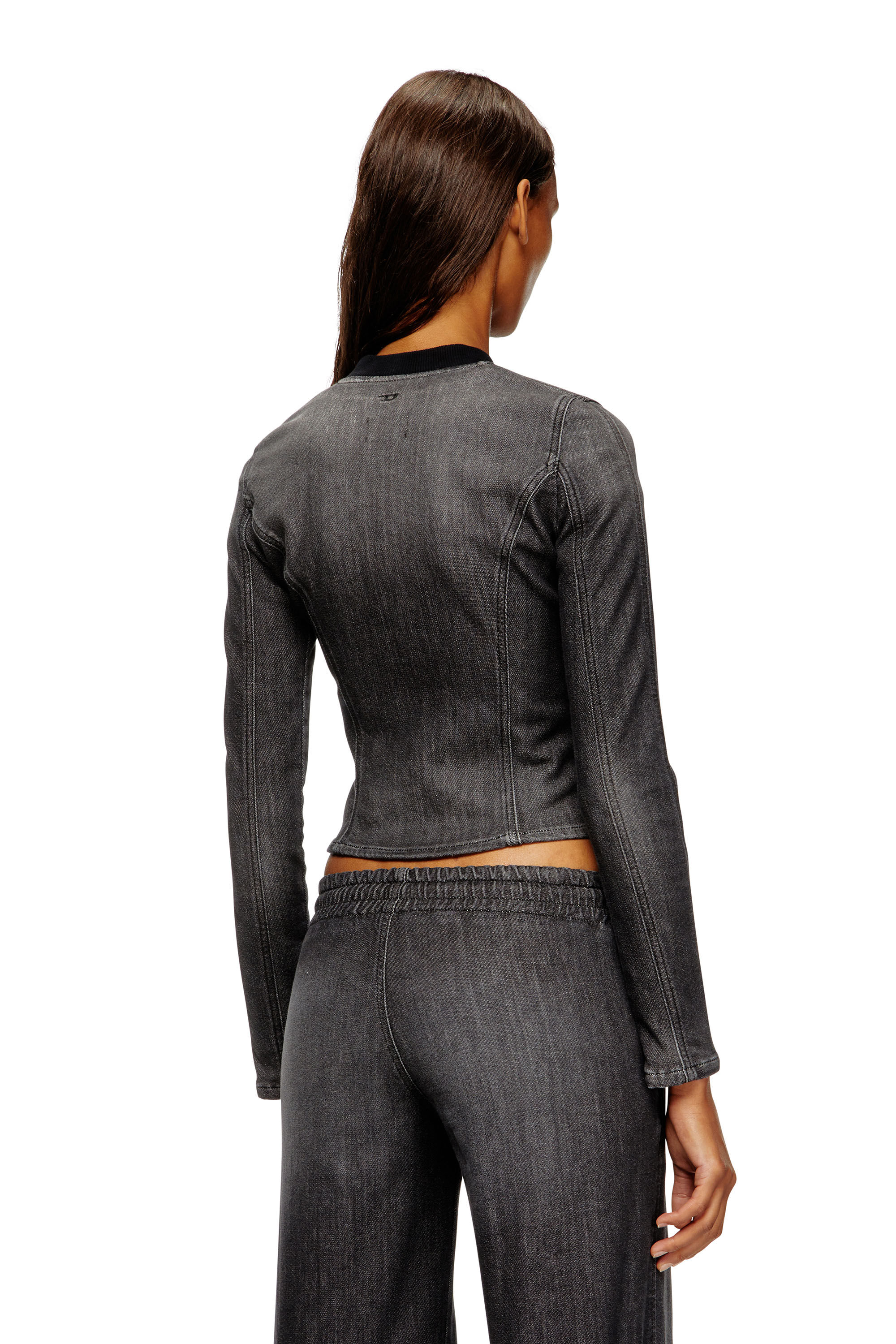 Diesel - DE-GARY-D JOGG, Female's Cropped jacket in monochrome denim in ブラック - 4
