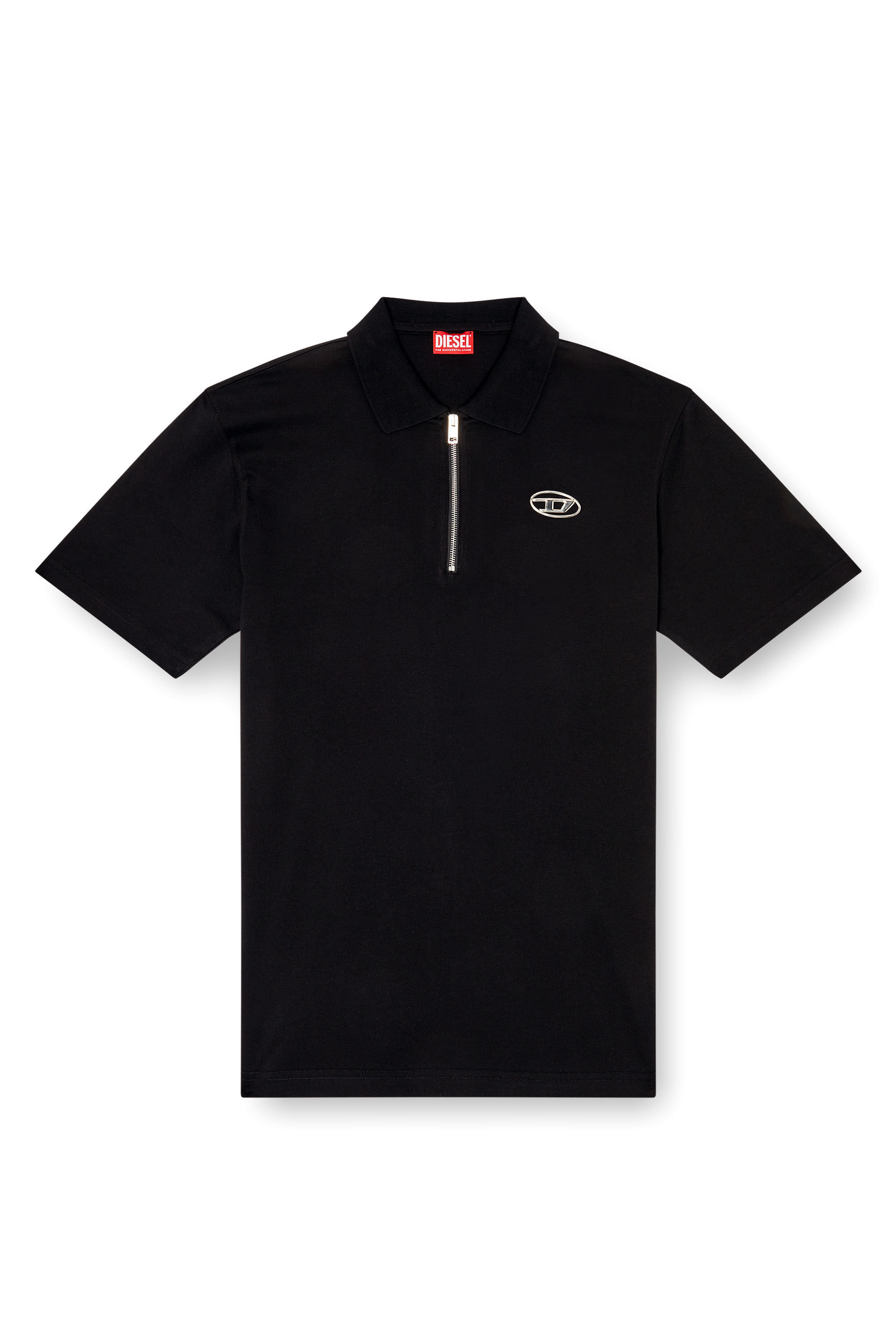 T-VOR-OD Zip front polo shirt with laser cut Oval D