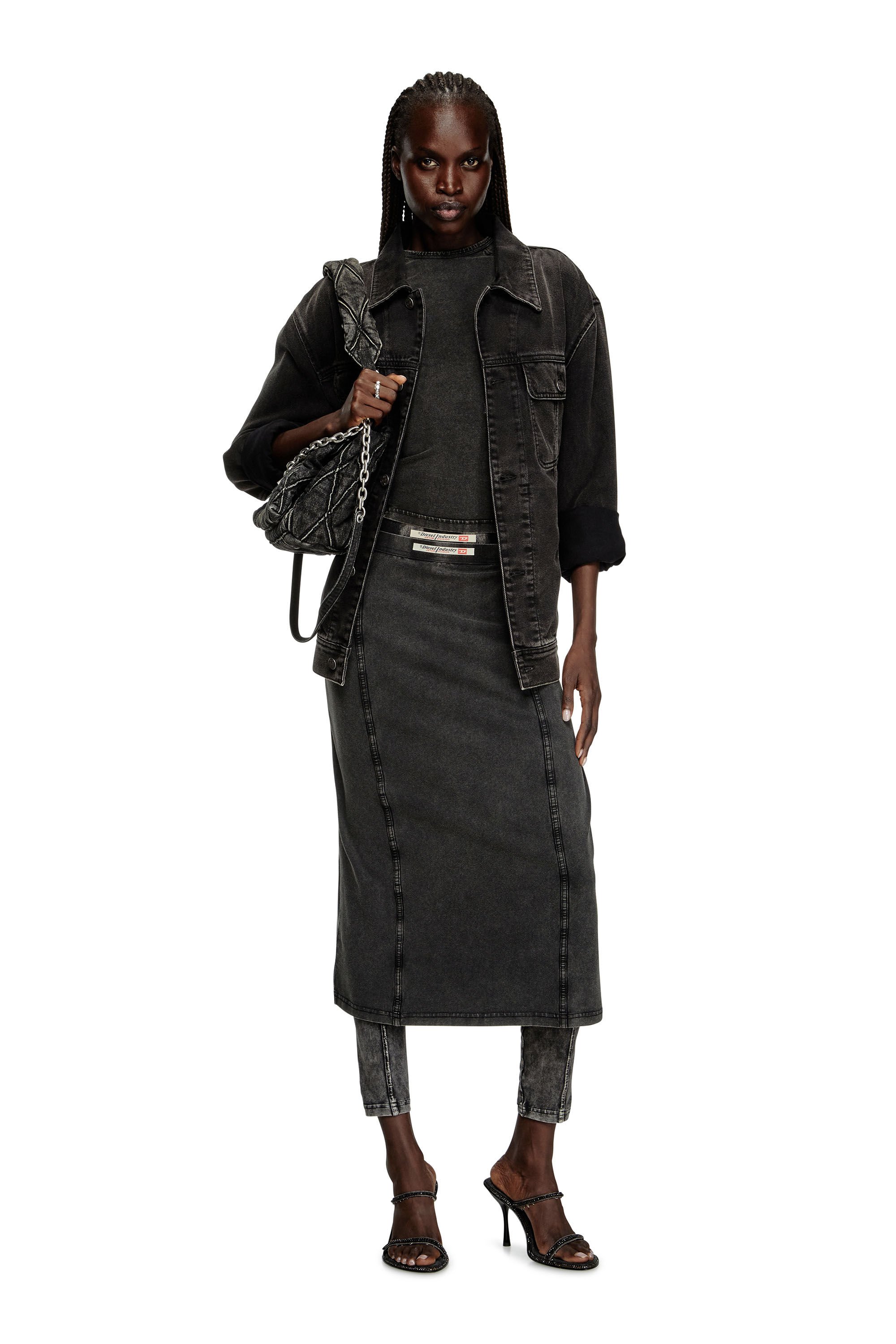 Diesel - O-ALLEGRA, Female's Midi skirt with denim effect in ブラック - 1