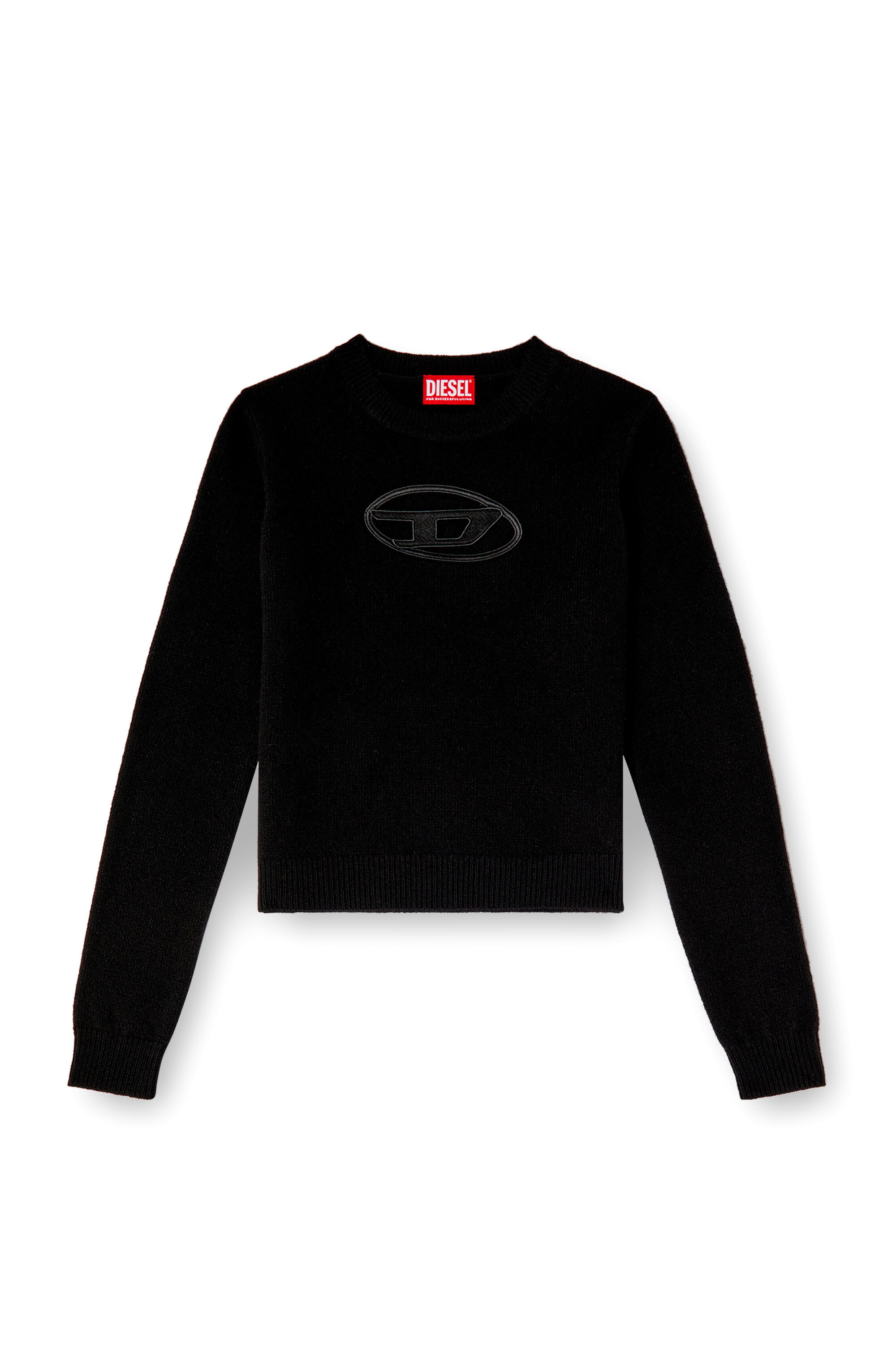 Diesel - M-AREESA-SLIM, Female's Cashmere-blend jumper with cut-out logo in ブラック - 2