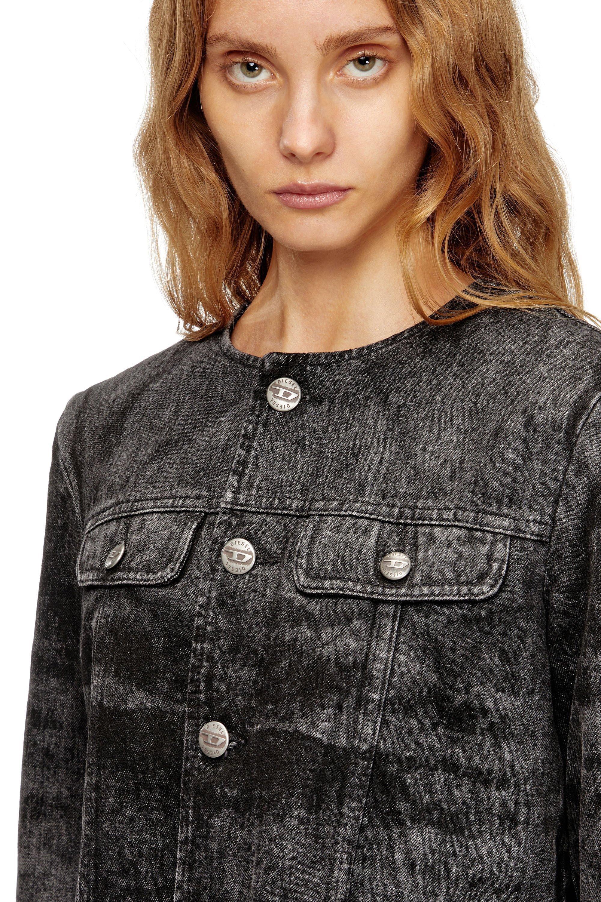 Diesel - DE-GRAFFY-FSH, Female's Jacket in lasered cotton-hemp denim in ブラック - 4