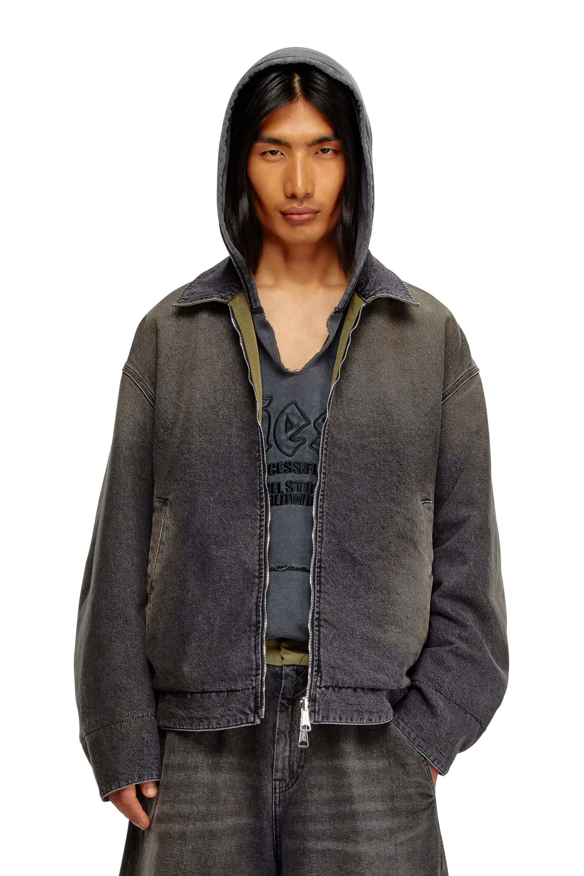 Diesel - D-STACK-S, Male's Reversible jacket in denim and nylon in ブラック - 3