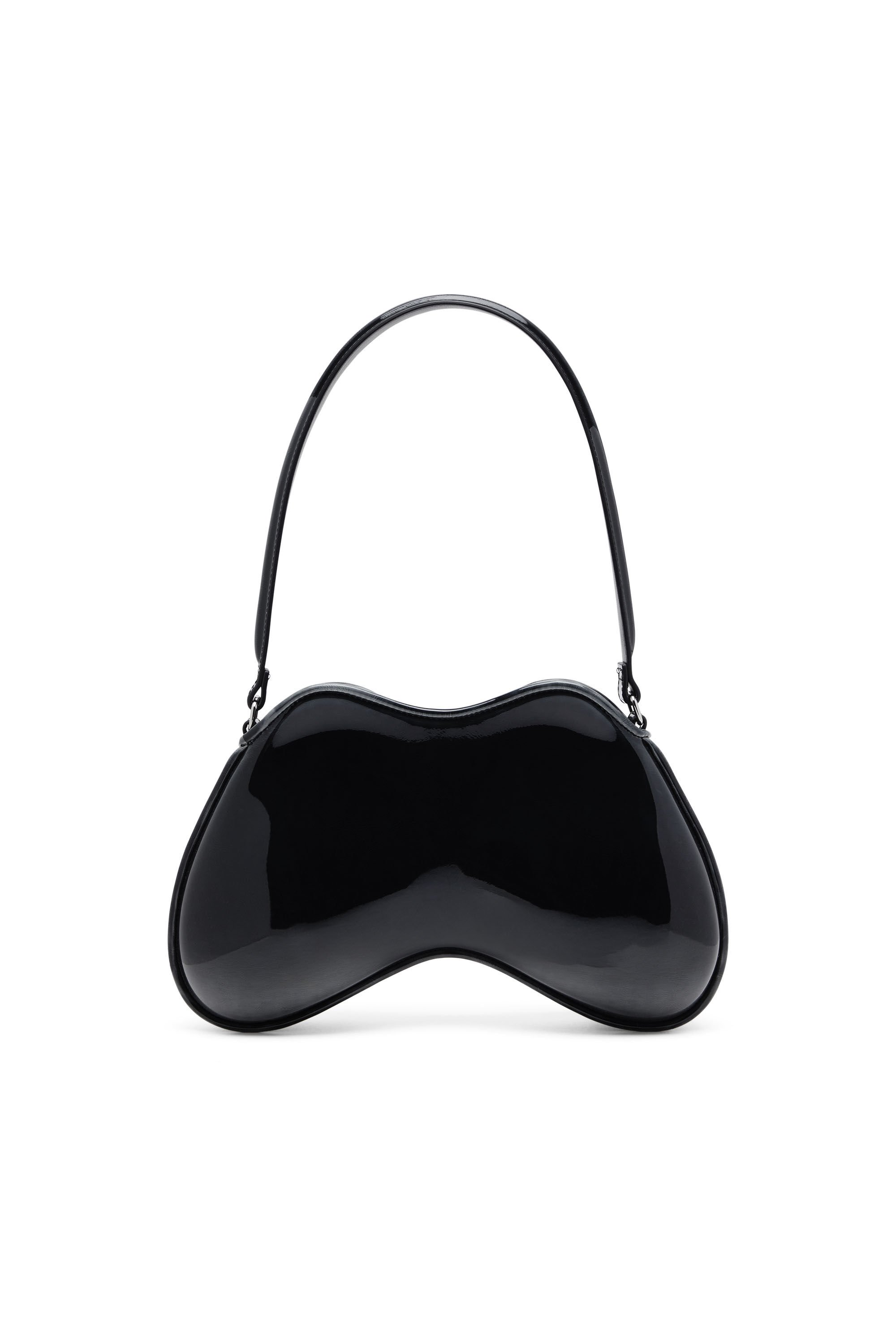 Diesel - DOUBLE-D SHOULDER, Female's Rigid shoulder bag in dégradé glossy PU in ブラック - 3