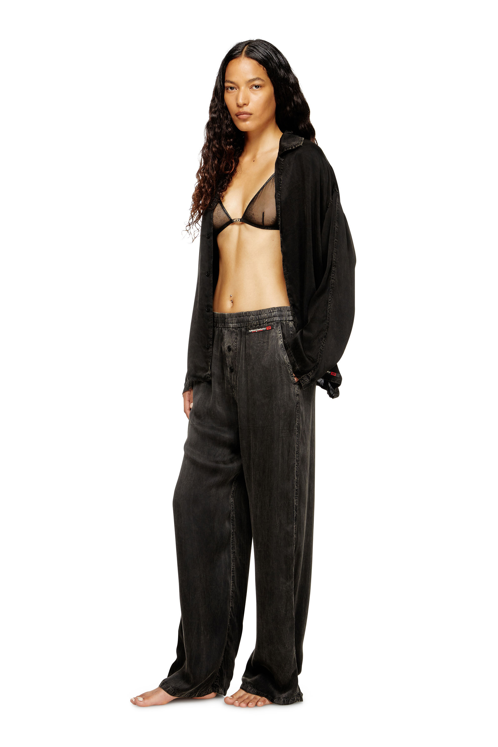 Diesel - SET-KEITH-DNM, Unisex's Fluid pyjamas with denim effect in ブラック - 7